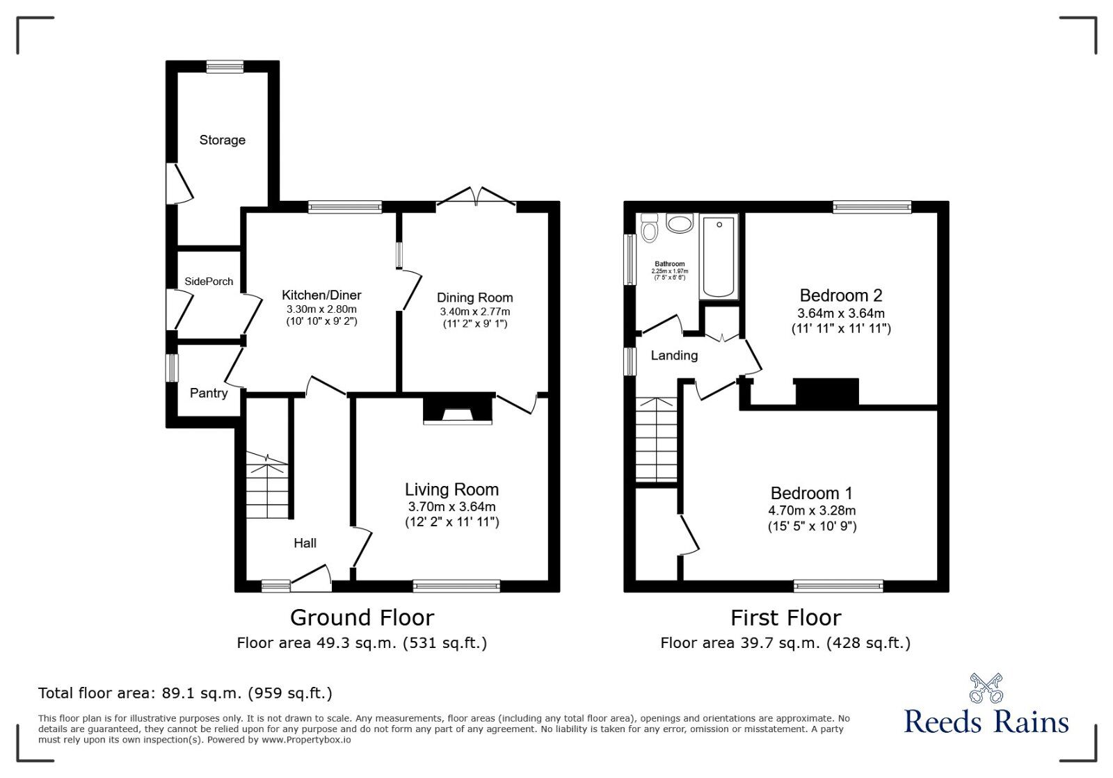 Floorplan of 2 bedroom Semi Detached House for sale, Eastleigh Drive, Tingley, West Yorkshire, WF3