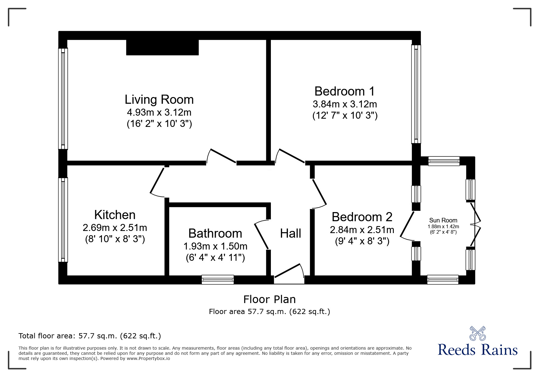 Floorplan of 2 bedroom Semi Detached Bungalow to rent, Wharfedale Rise, Tingley, West Yorkshire, WF3