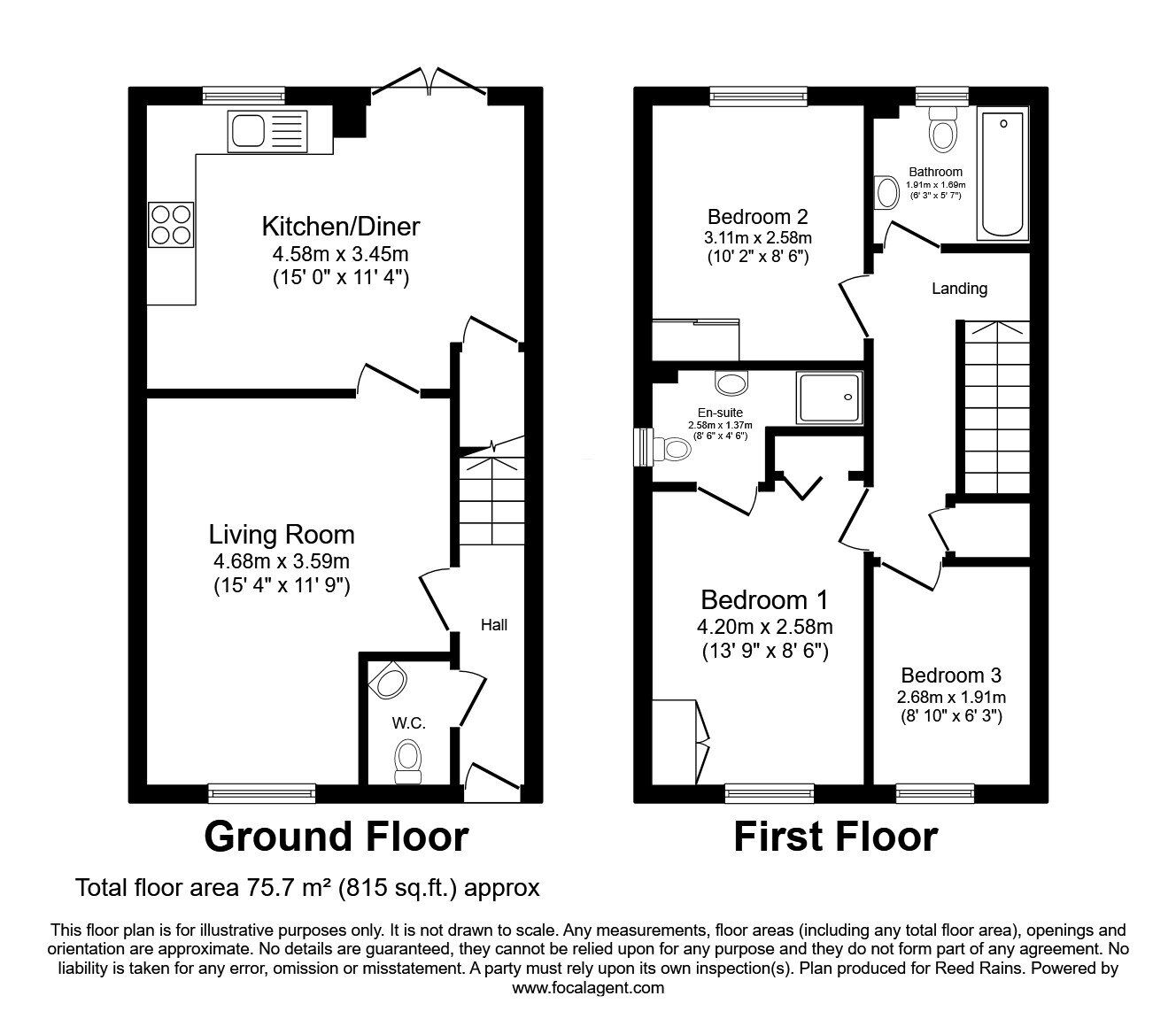 Floorplan of 3 bedroom Semi Detached House for sale, Stopes Walk, Morley, West Yorkshire, LS27