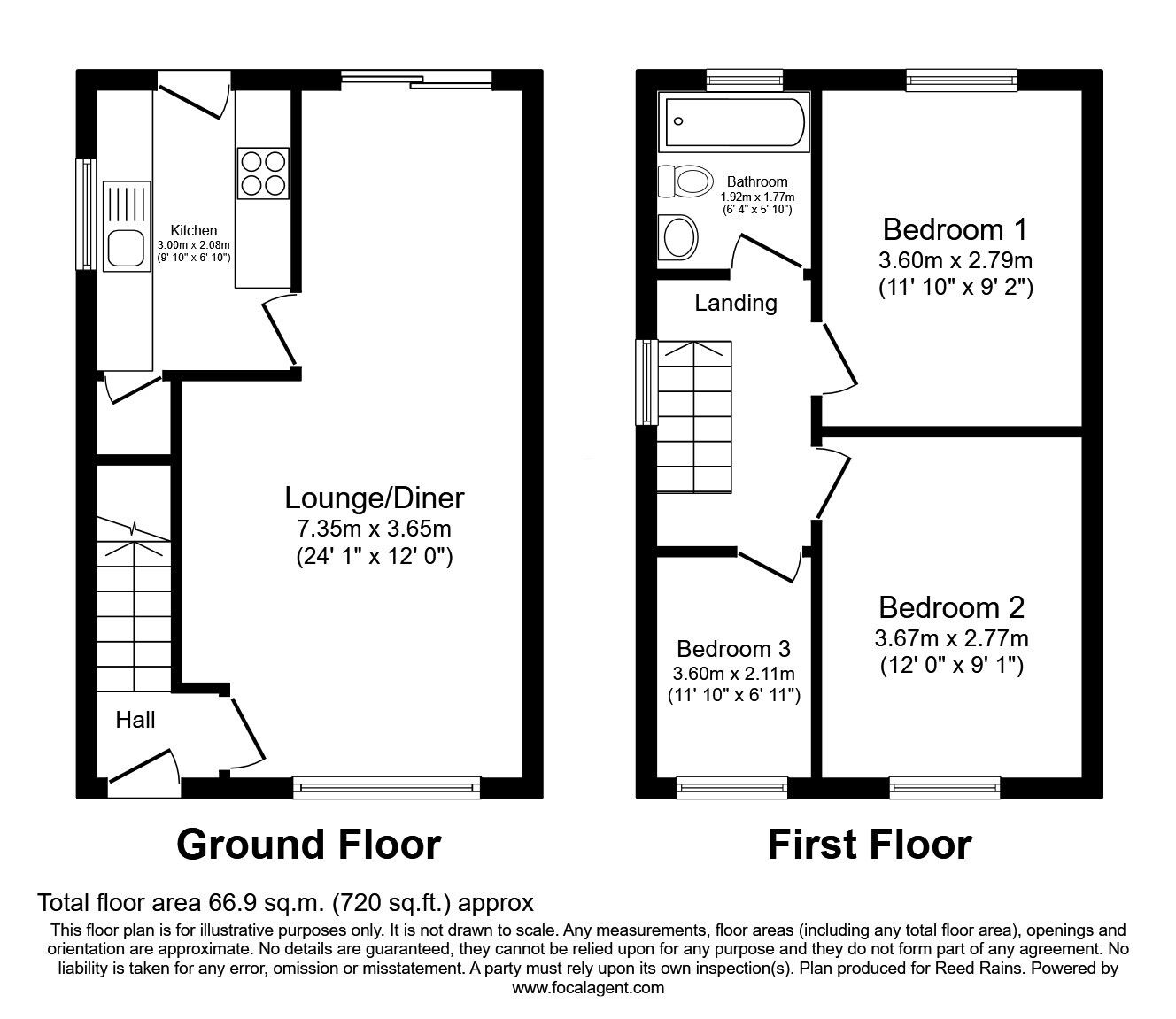 Floorplan of 3 bedroom Semi Detached House for sale, Hartley Street, Churwell, Leeds, LS27