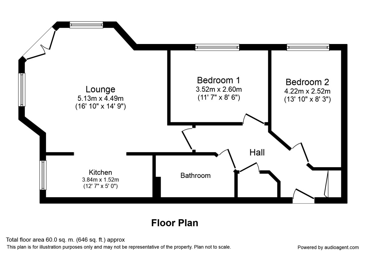 Floorplan of 2 bedroom  Flat to rent, Oak Drive, Leeds, West Yorkshire, LS10