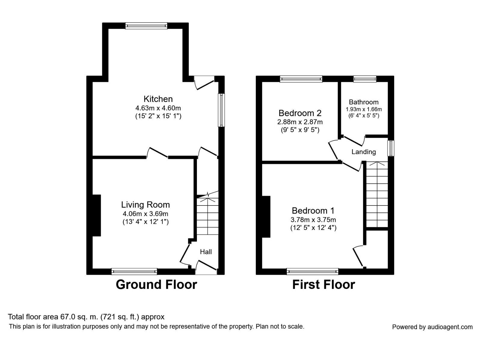 Floorplan of 2 bedroom Semi Detached House to rent, Vicarage Avenue, Gildersome, Leeds, LS27