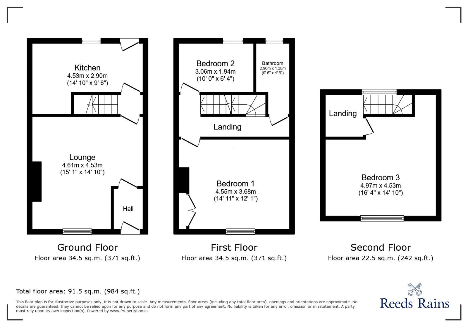Floorplan of 3 bedroom Mid Terrace House for sale, Oak Street, Churwell, Leeds, LS27