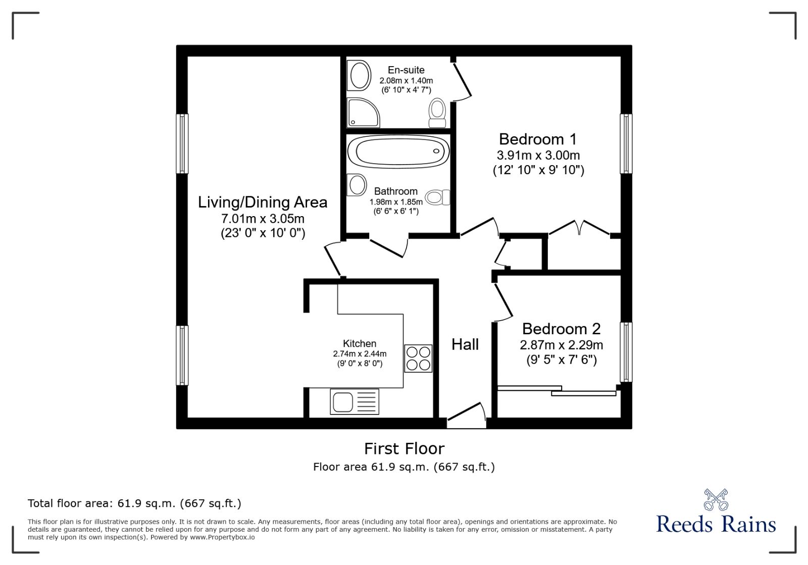 Floorplan of 2 bedroom Flat for sale, Steel Green, Leeds, West Yorkshire, LS12
