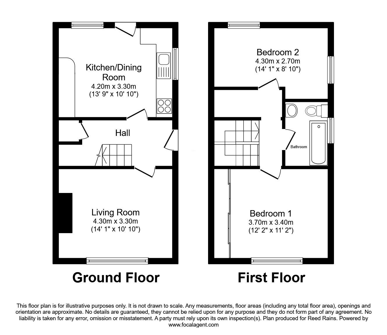 Floorplan of 2 bedroom Semi Detached House for sale, Westmoor Rise, Bramley, West Yorkshire, LS13