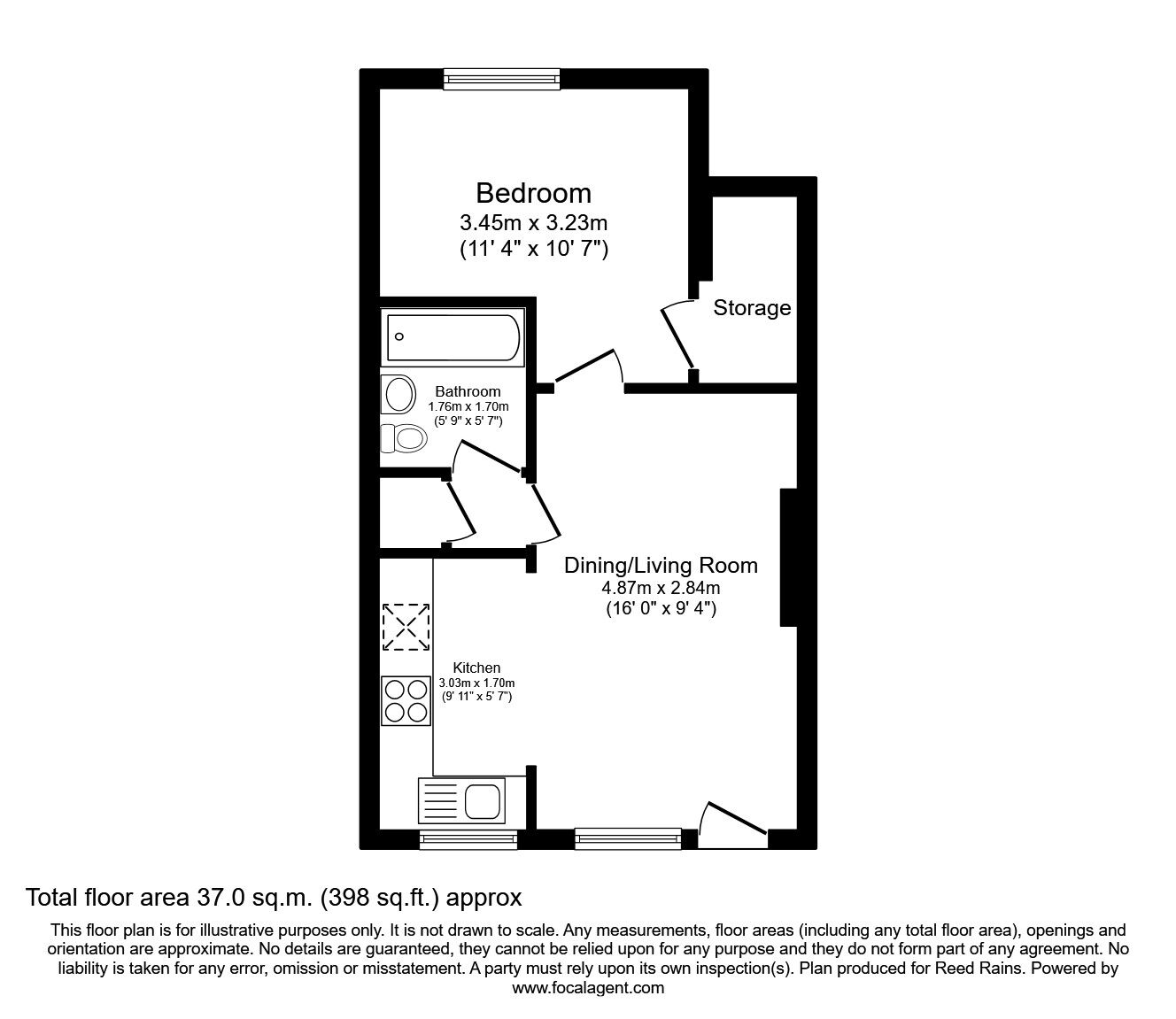 Floorplan of 1 bedroom Flat for sale, Elmton Close, Leeds, West Yorkshire, LS10