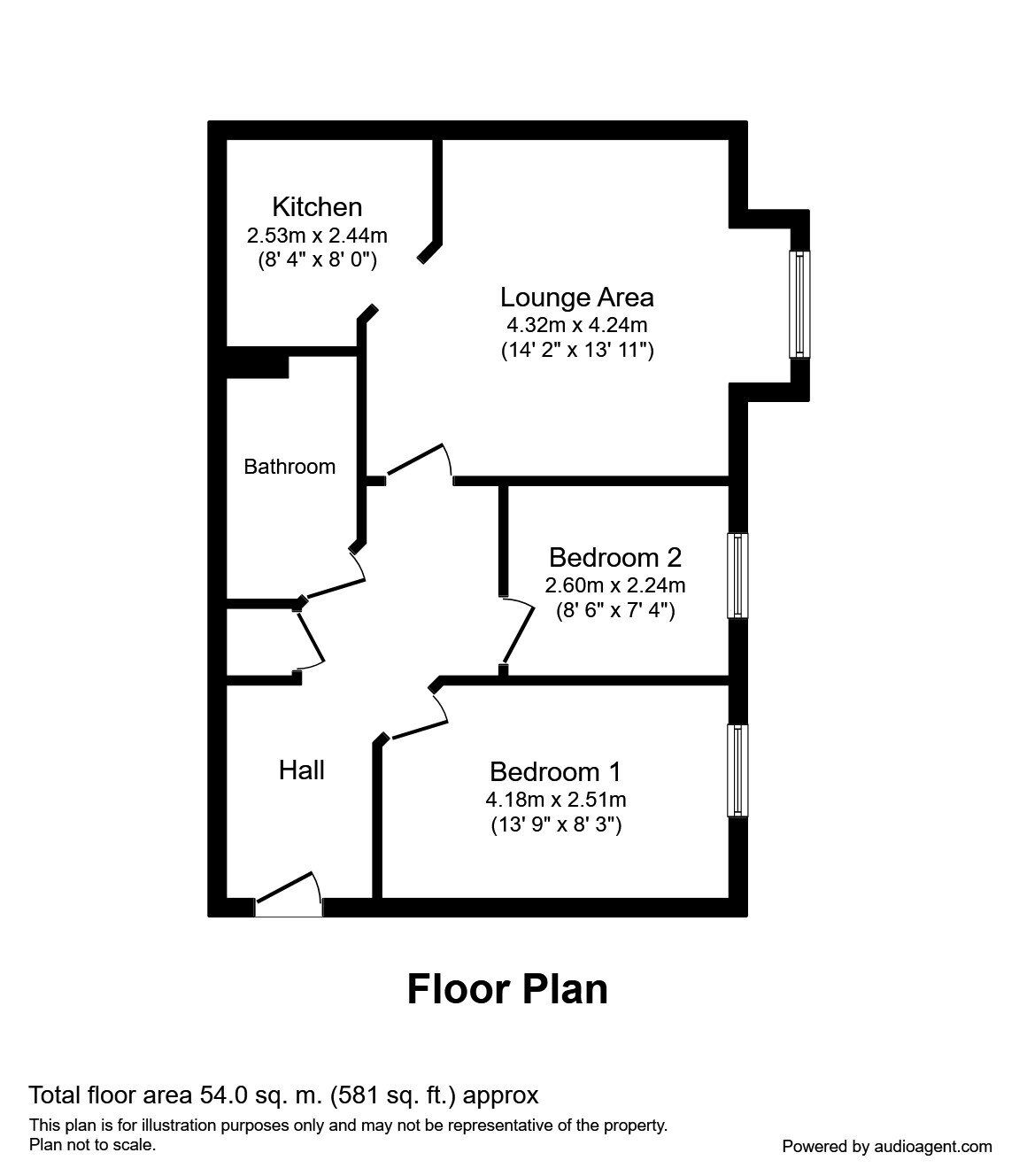 Floorplan of 2 bedroom Flat to rent, New Forest Way, Leeds, West Yorkshire, LS10