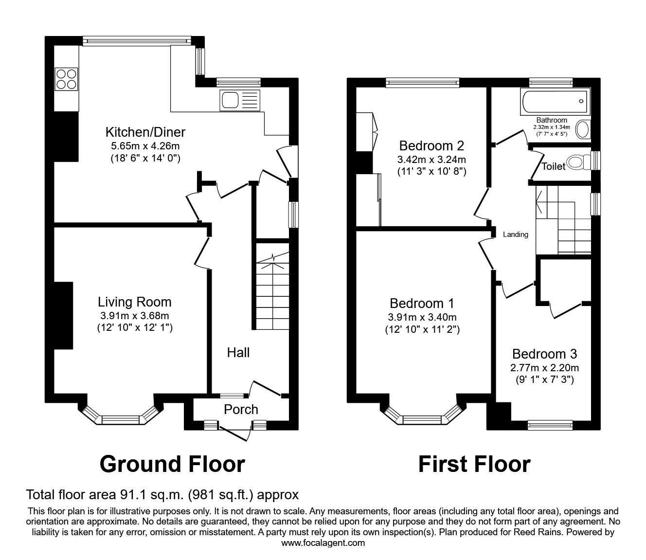 Floorplan of 3 bedroom Semi Detached House for sale, Allenby Drive, Beeston, West Yorkshire, LS11