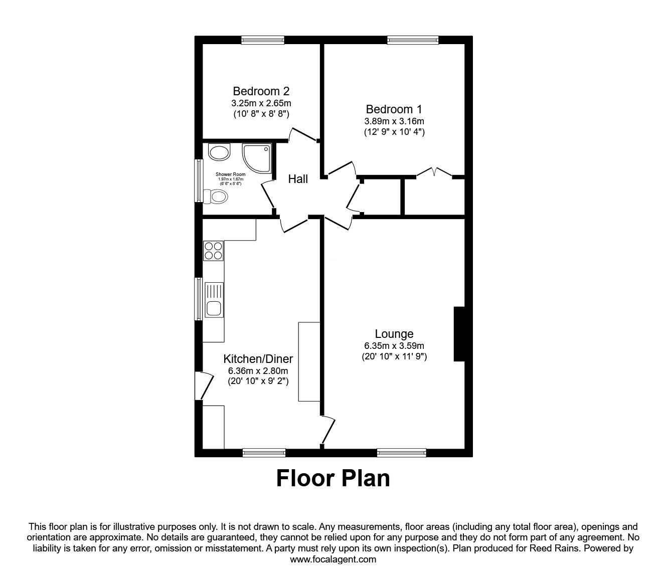 Floorplan of 2 bedroom Semi Detached Bungalow for sale, St. Marys Close, Tingley, West Yorkshire, WF3