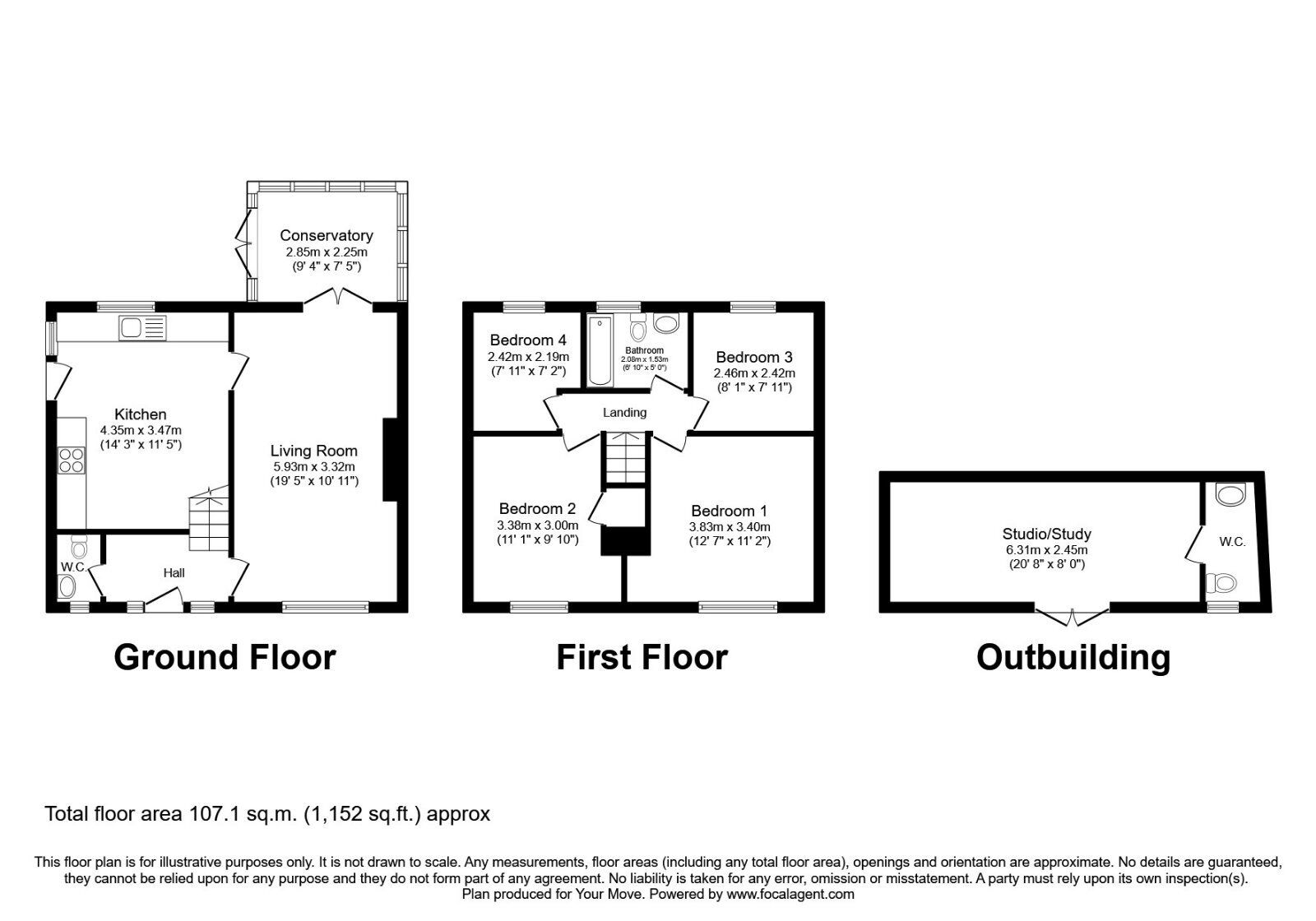 Floorplan of 4 bedroom Detached House for sale, Daffil Avenue, Churwell, Leeds, LS27