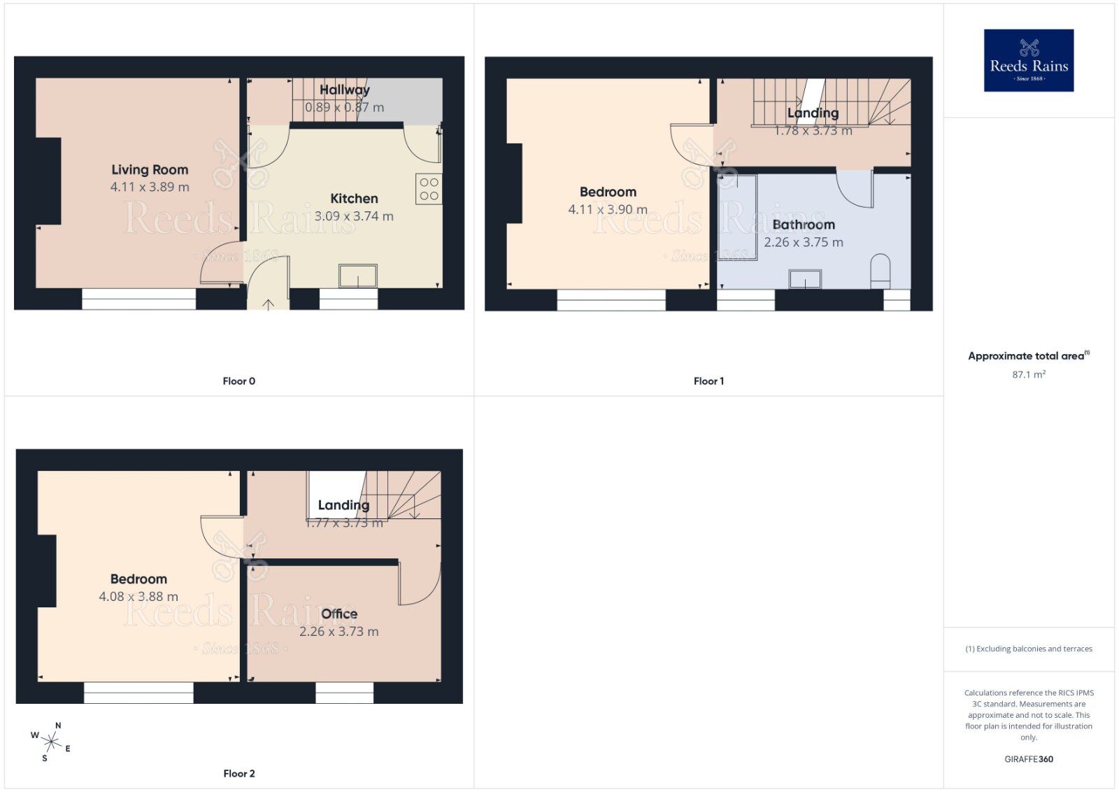 Floorplan of 3 bedroom Mid Terrace House for sale, Colwyn Place, Beeston, Leeds, LS11