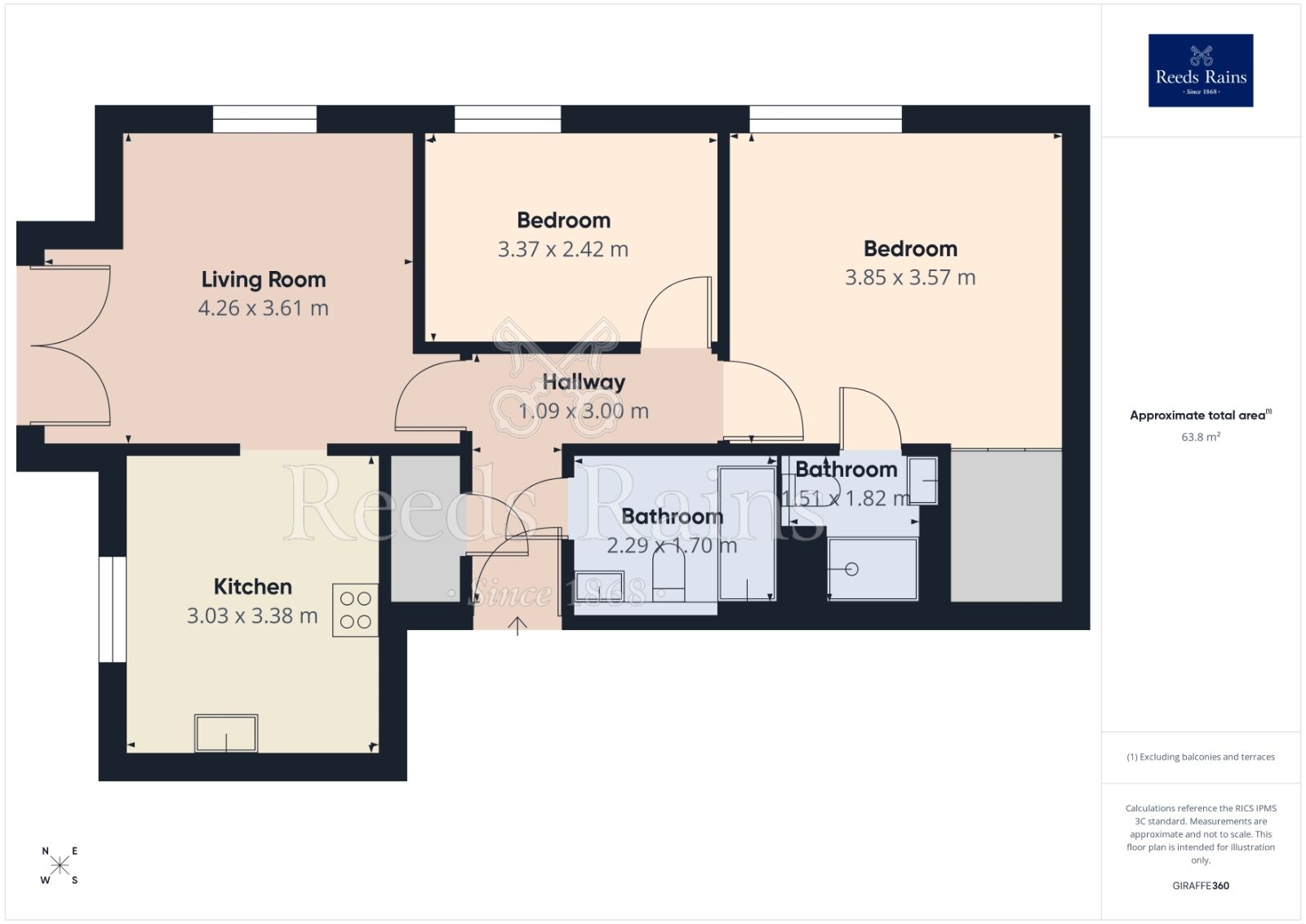 Floorplan of 2 bedroom Flat to rent, Scampston Drive, East Ardsley, West Yorkshire, WF3
