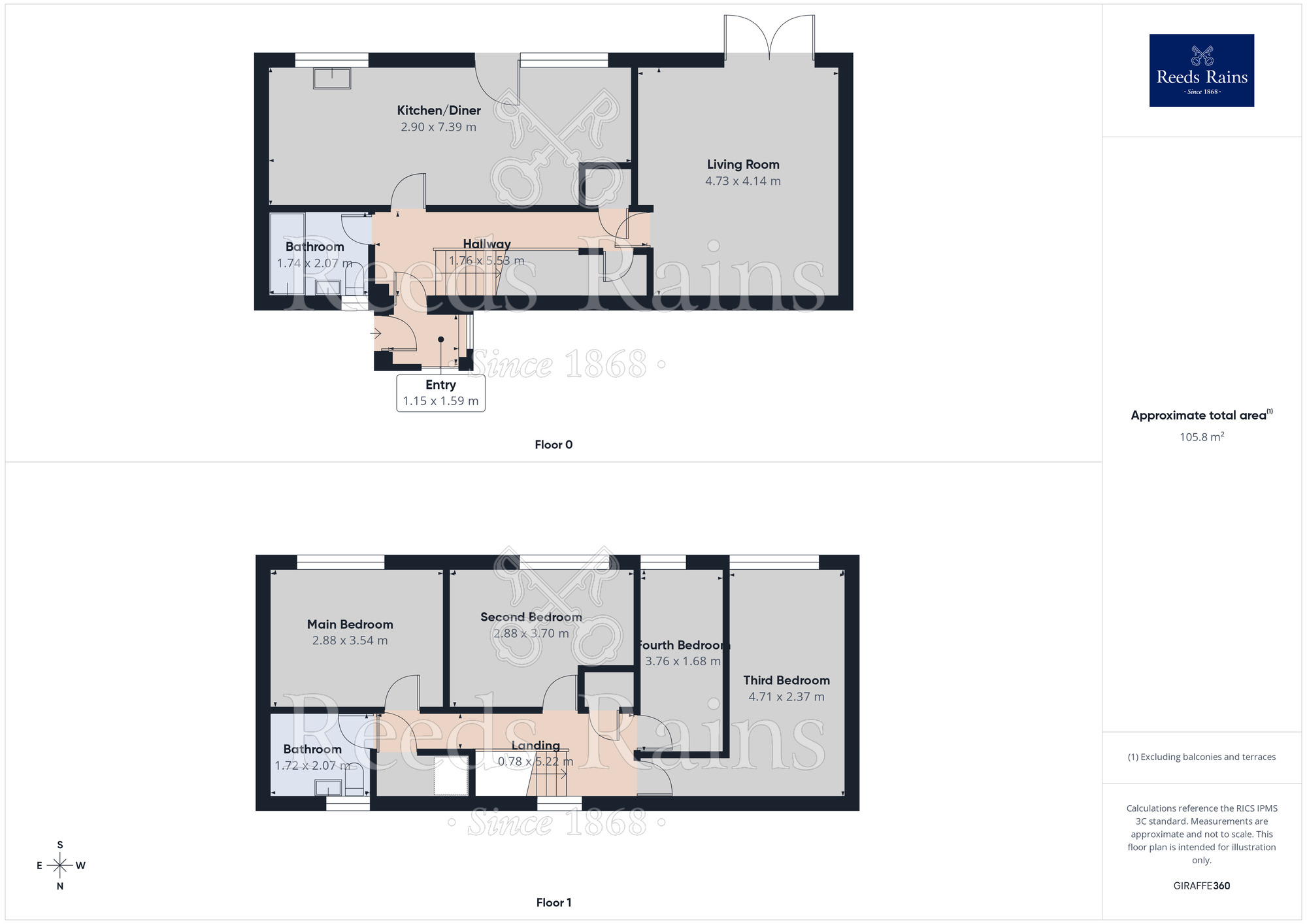 Floorplan of 4 bedroom Mid Terrace House to rent, Cottingley Approach, Leeds, West Yorkshire, LS11