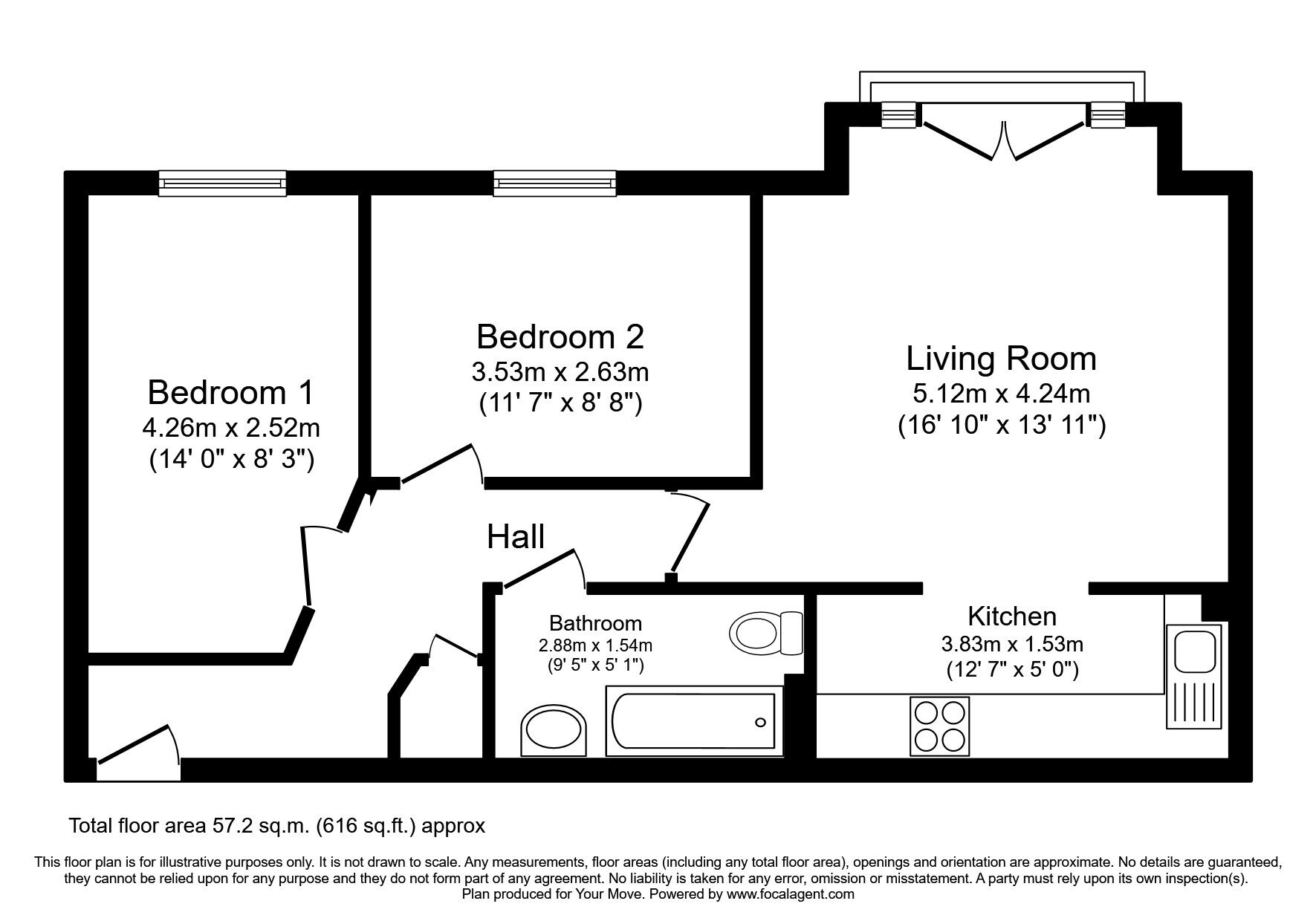 Floorplan of 2 bedroom Flat to rent, New Forest Way, Leeds, West Yorkshire, LS10