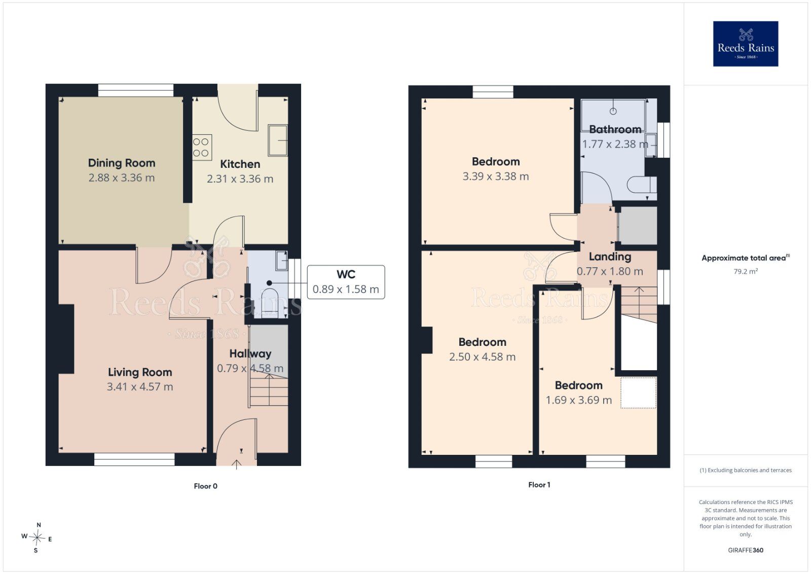 Floorplan of 3 bedroom End Terrace House for sale, Addingham Gardens, Leeds, West Yorkshire, LS12