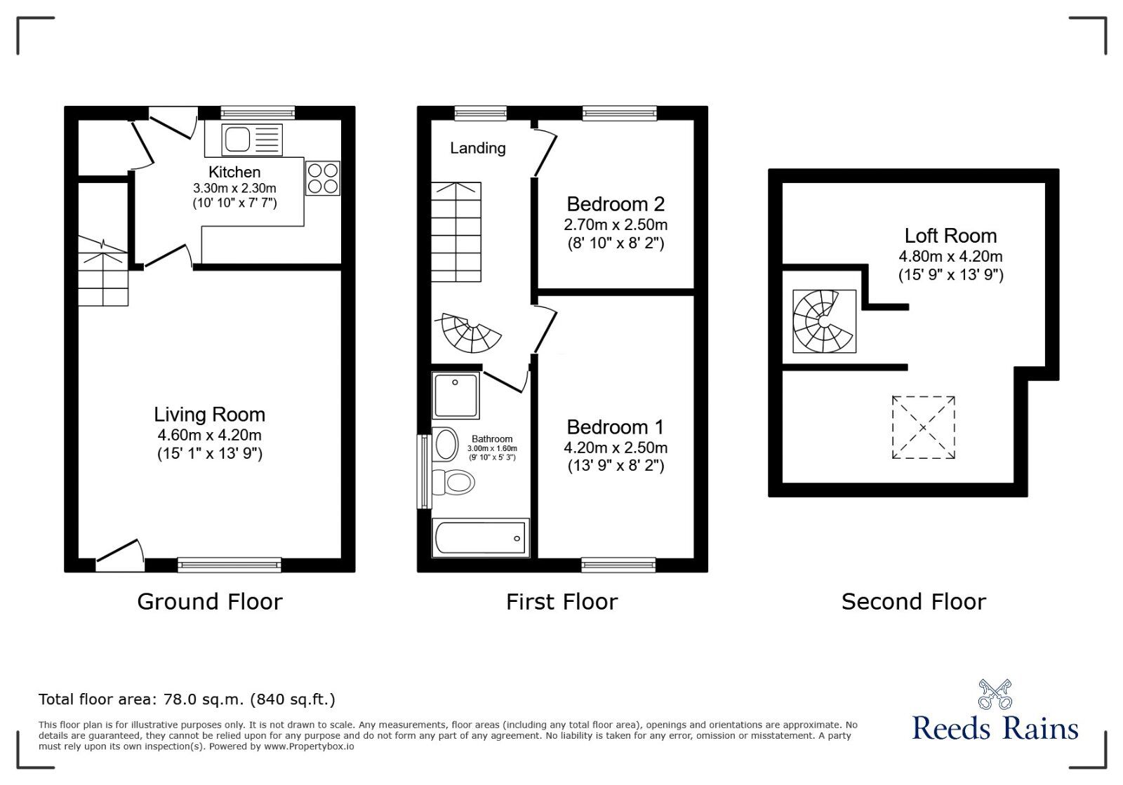Floorplan of 2 bedroom End Terrace House for sale, Springfield Lane, Morley, West Yorkshire, LS27