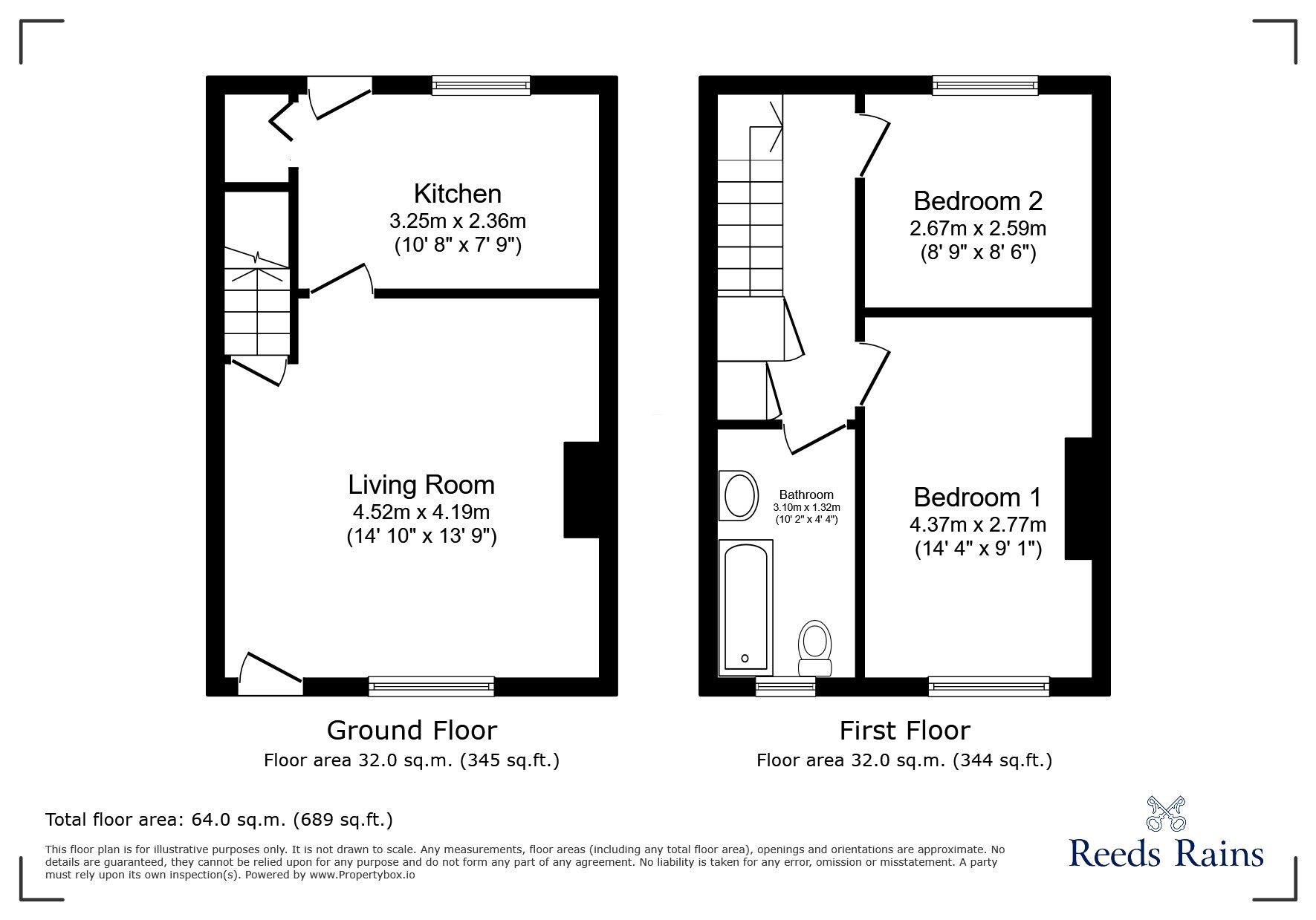 Floorplan of 2 bedroom Mid Terrace House to rent, Asquith Avenue, Morley, West Yorkshire, LS27