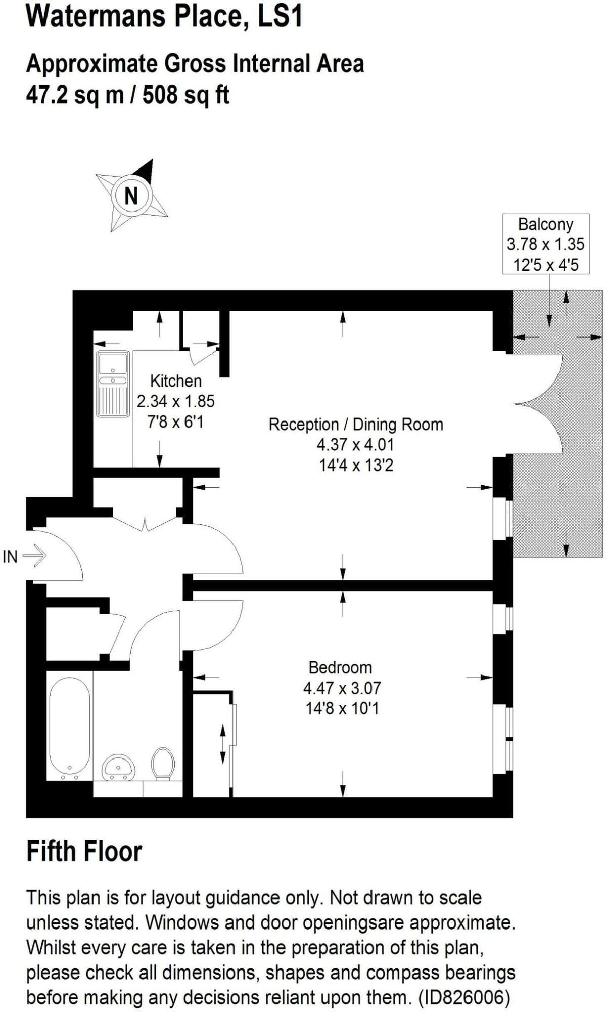 Floorplan of 1 bedroom Flat to rent, Wharf Approach, Leeds, West Yorkshire, LS1