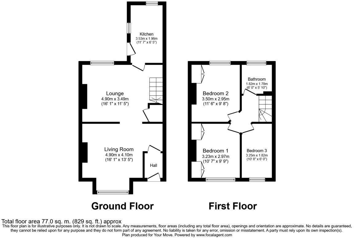 Floorplan of 3 bedroom Mid Terrace House to rent, Nickleby Road, Leeds, West Yorkshire, LS9