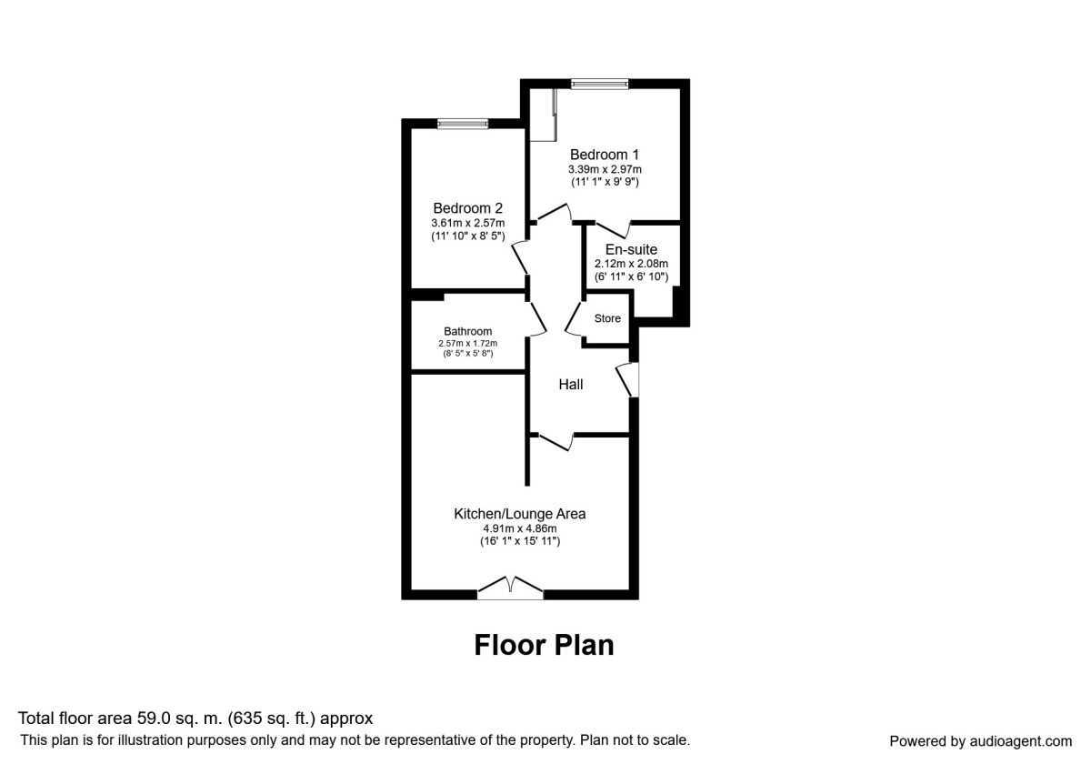Floorplan of 2 bedroom Flat to rent, Royal Troon Drive, Wakefield, West Yorkshire, WF1