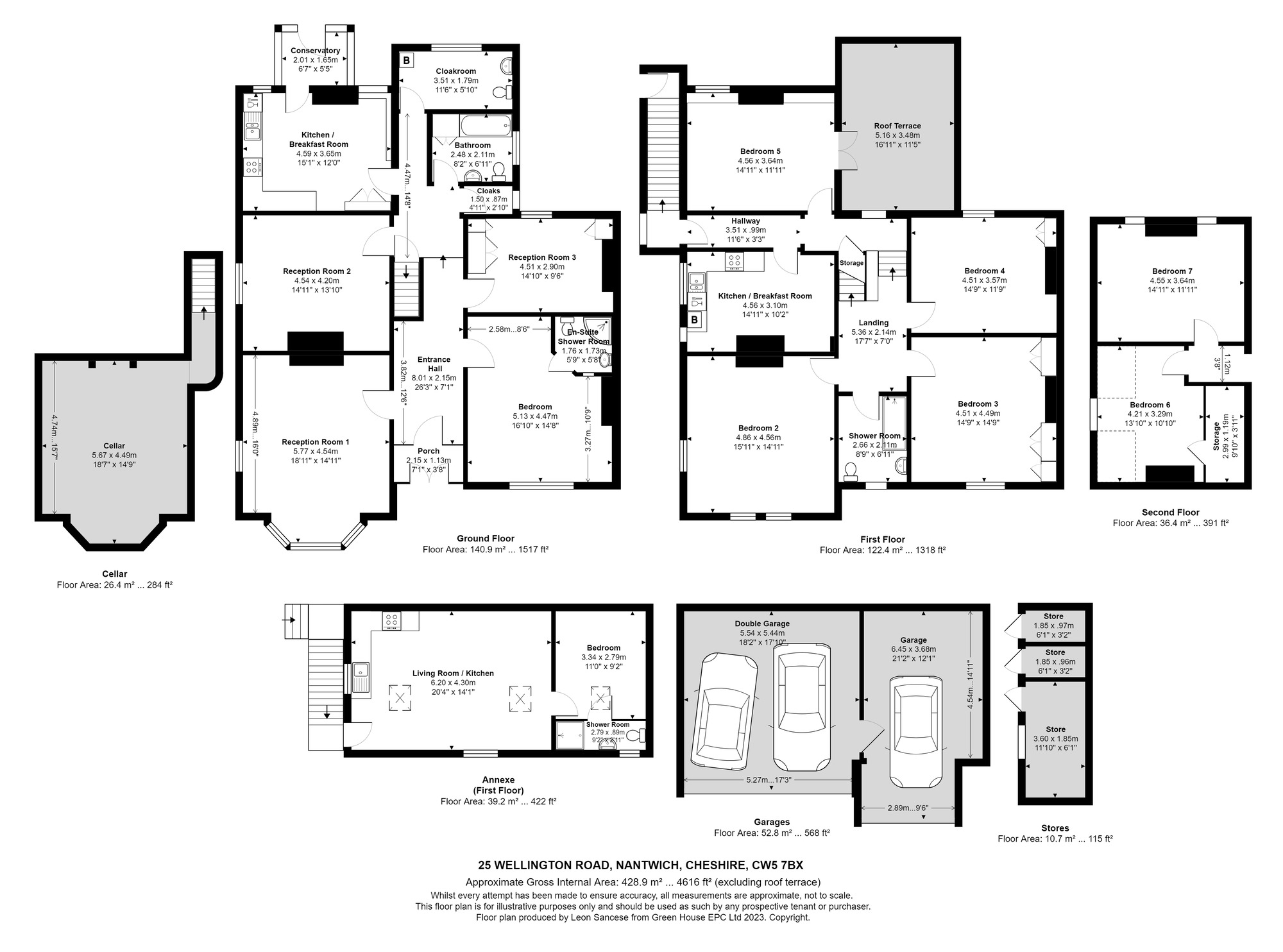 Floorplan of 7 bedroom Semi Detached House for sale, Wellington Road, Nantwich, Cheshire, CW5