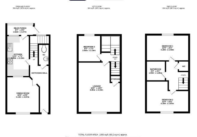 Floorplan of 3 bedroom End Terrace House for sale, Wickstead Close, Nantwich, Cheshire, CW5