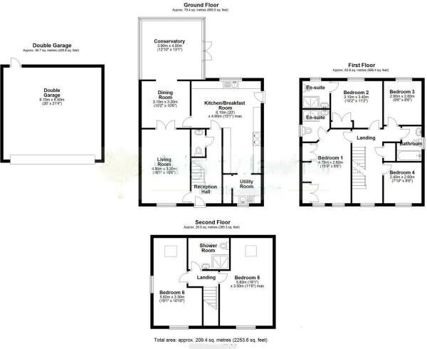 Floorplan of 6 bedroom Detached House for sale, Clonners Field, Stapeley, Cheshire, CW5