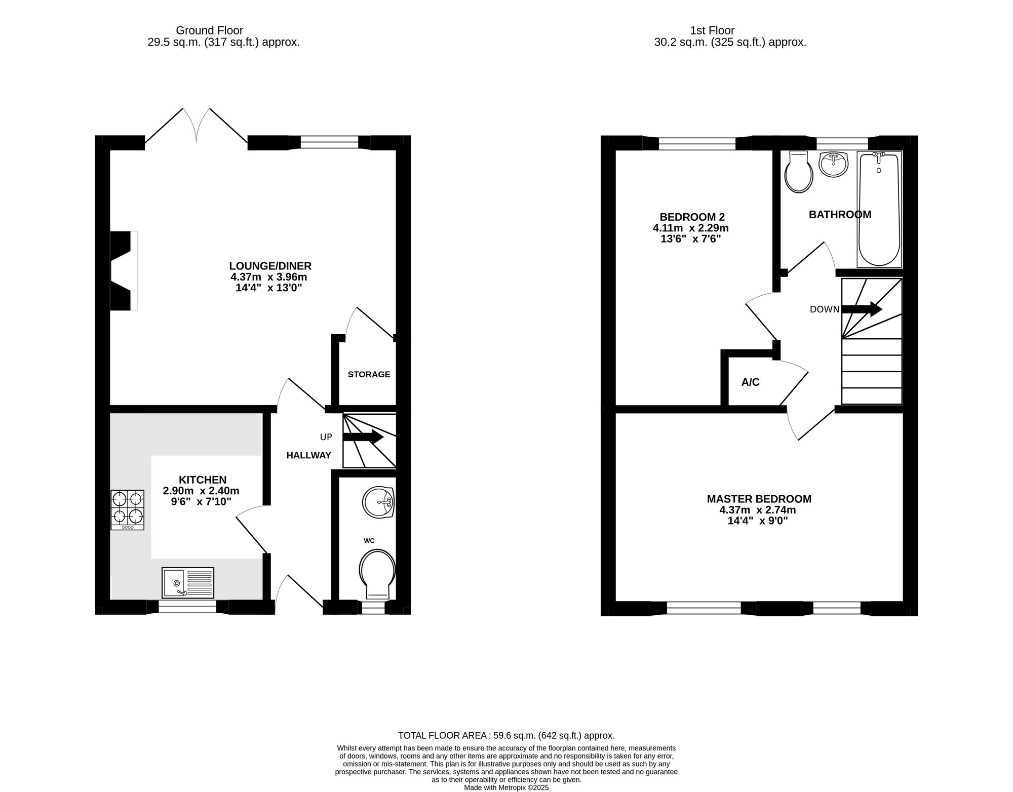 Floorplan of 2 bedroom Mid Terrace House for sale, Flowerscroft, Nantwich, Cheshire, CW5