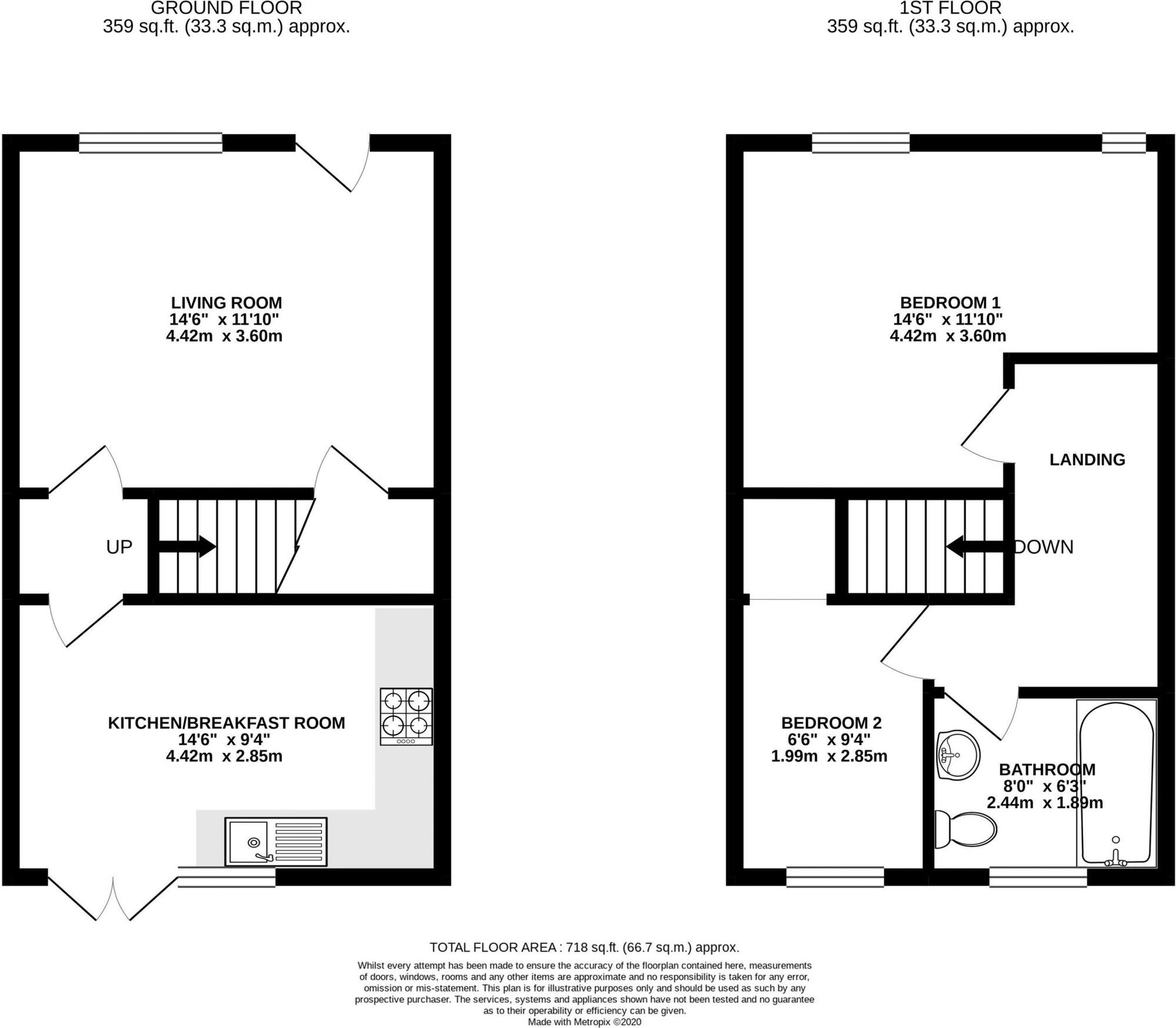 Floorplan of 2 bedroom Semi Detached House for sale, Main Road, Shavington, Cheshire, CW2