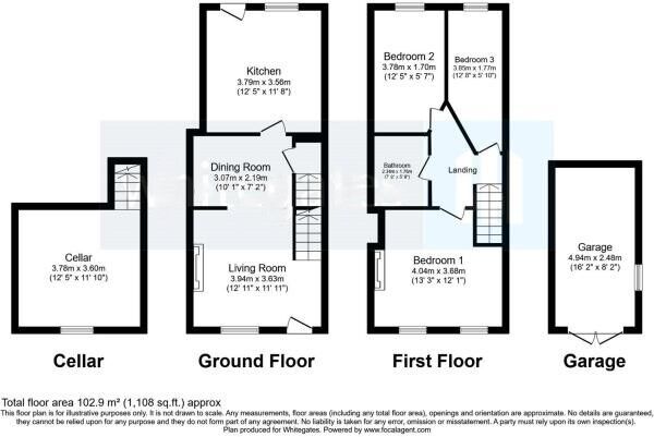 Floorplan of 3 bedroom Mid Terrace House for sale, Sound Lane, Ravensmoor, Cheshire, CW5