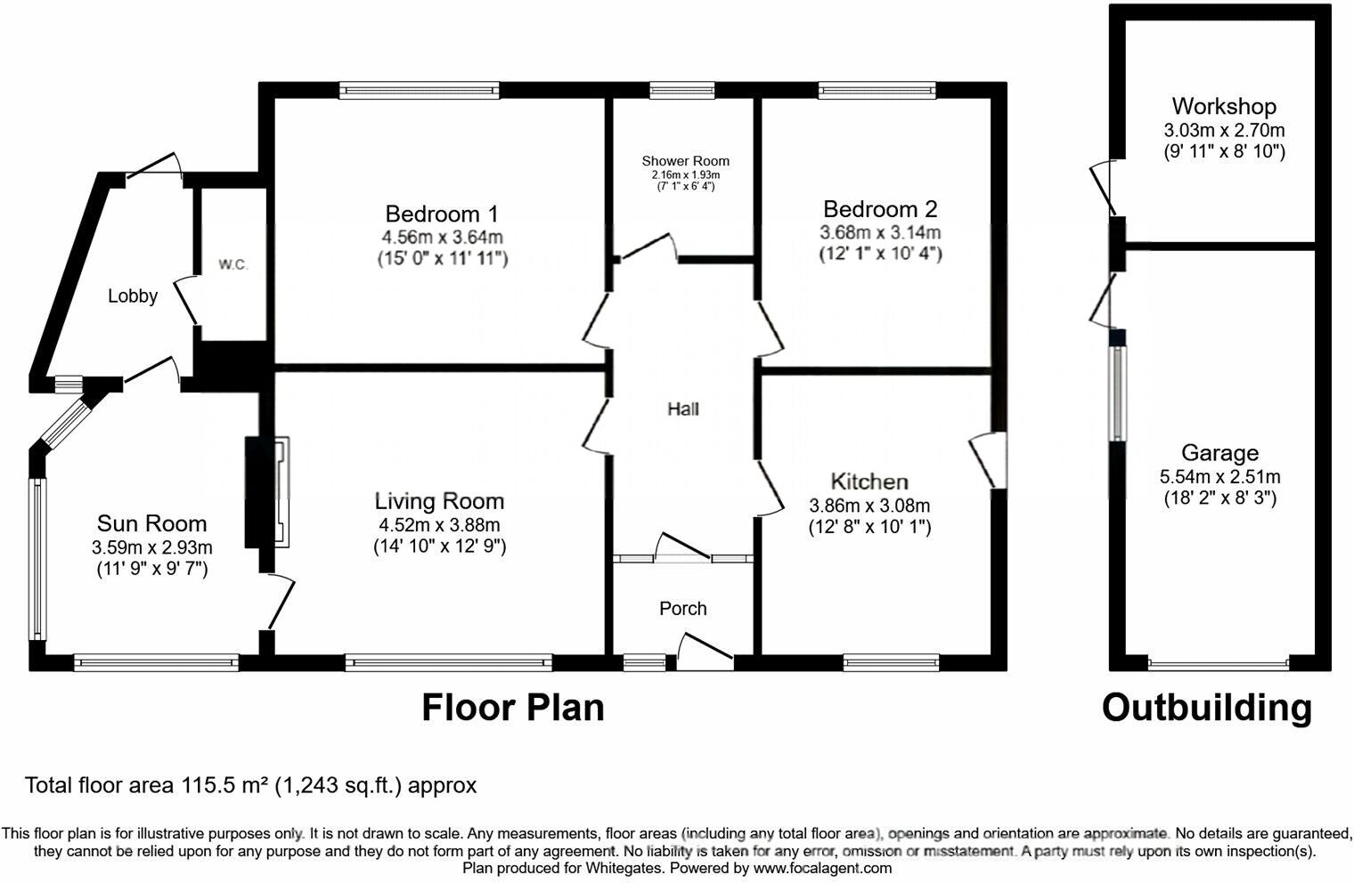 Floorplan of 2 bedroom Detached Bungalow for sale, The Fields, Willaston, Cheshire, CW5
