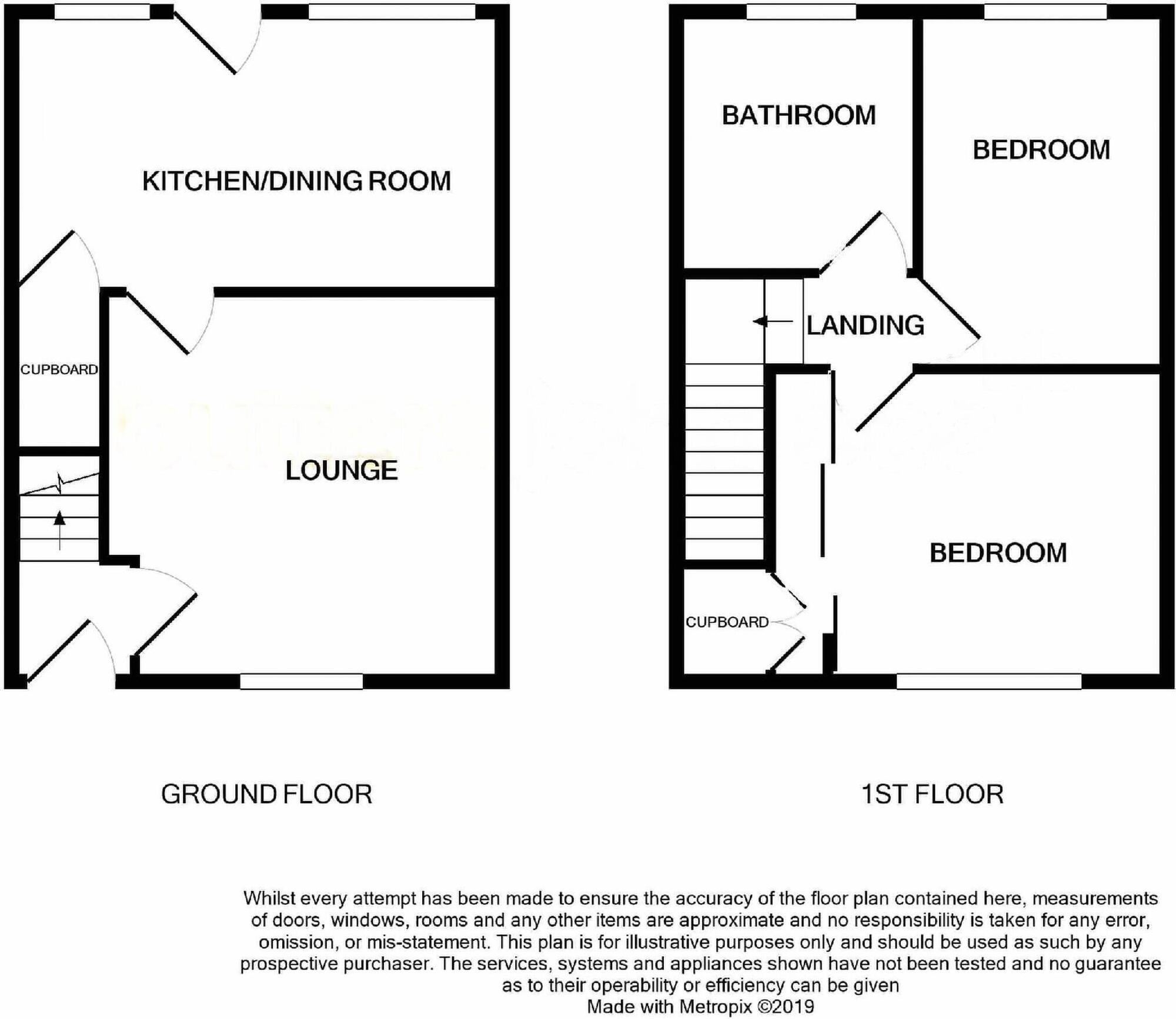 Floorplan of 2 bedroom Mid Terrace House to rent, Wybunbury Road, Willaston, Cheshire, CW5