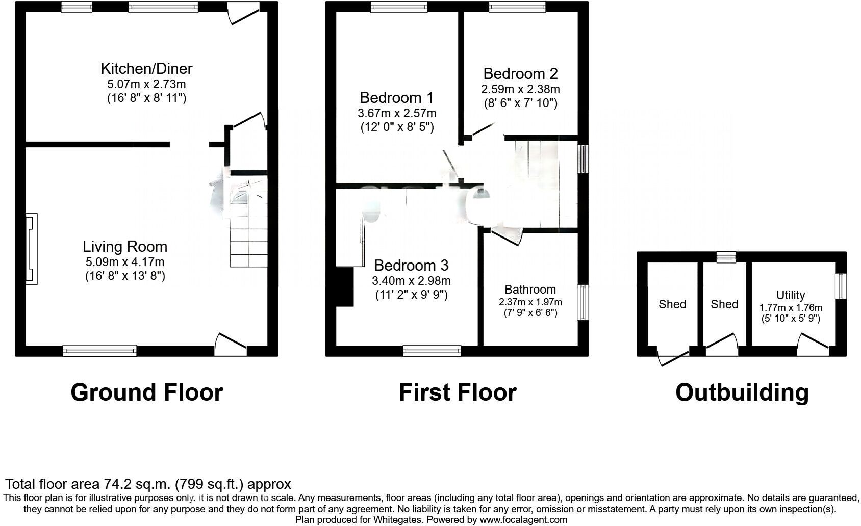 Floorplan of 3 bedroom Semi Detached House for sale, Mill Lane, Blakenhall, Cheshire, CW5