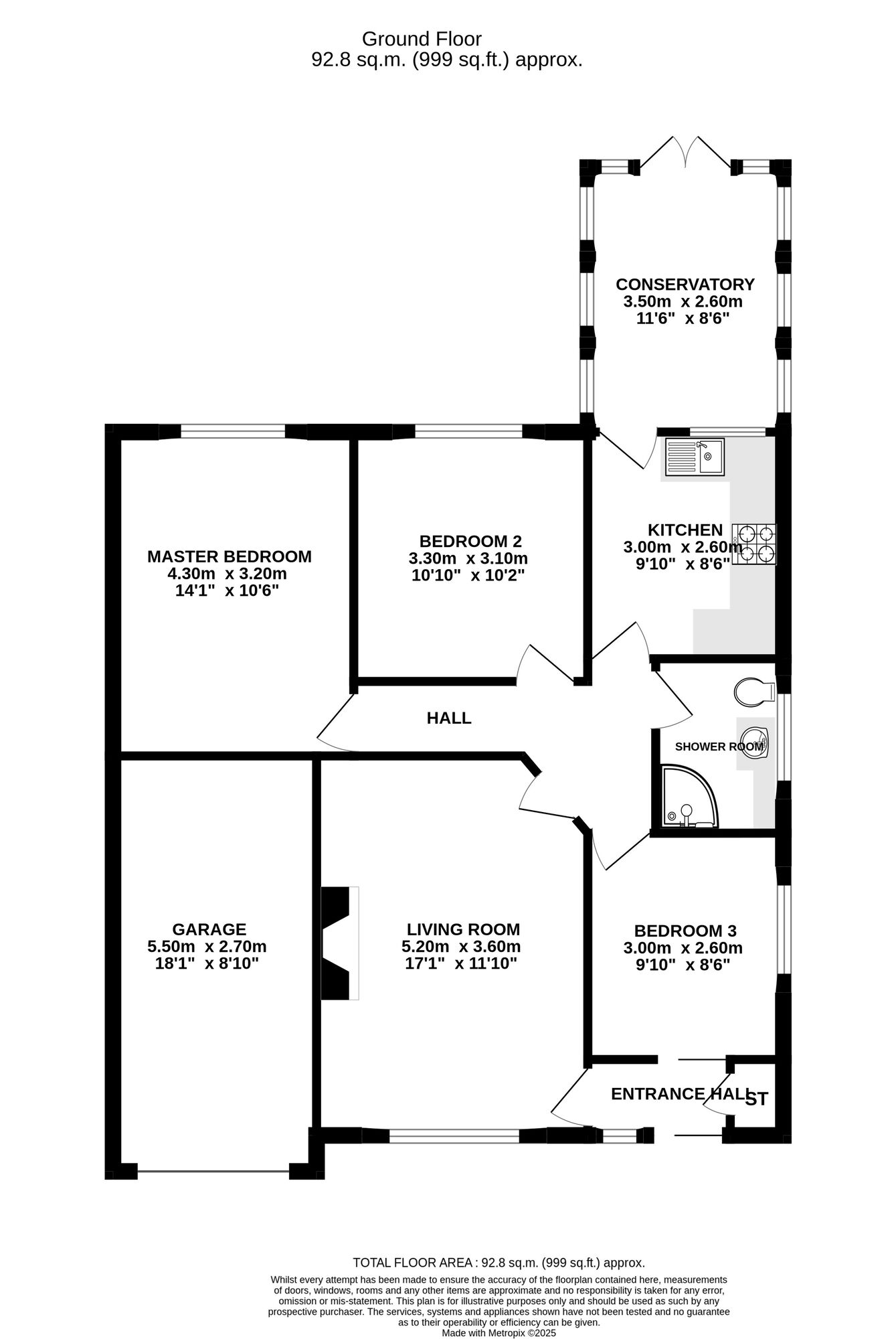 Floorplan of 3 bedroom Detached Bungalow for sale, Brown Avenue, Nantwich, Cheshire, CW5