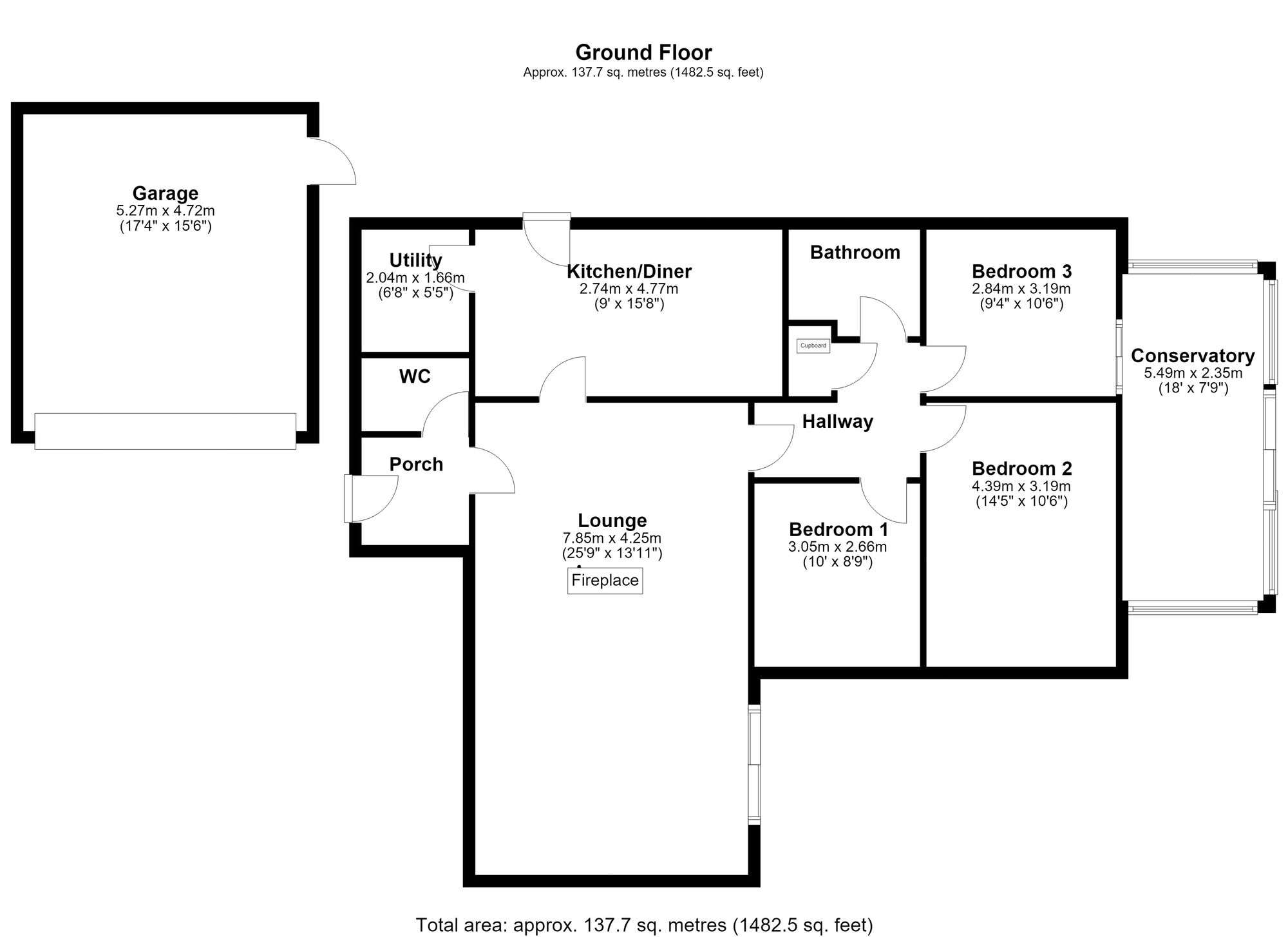 Floorplan of 3 bedroom Detached Bungalow for sale, Laidon Avenue, Wistaston, Cheshire, CW2