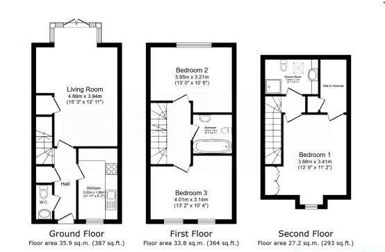 Floorplan of 3 bedroom End Terrace House to rent, Sherratt Close, Stapeley, Cheshire, CW5