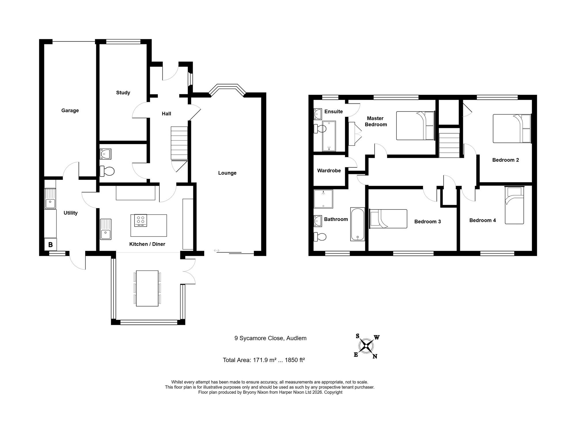 Floorplan of 4 bedroom Detached House for sale, Sycamore Close, Audlem, Cheshire, CW3