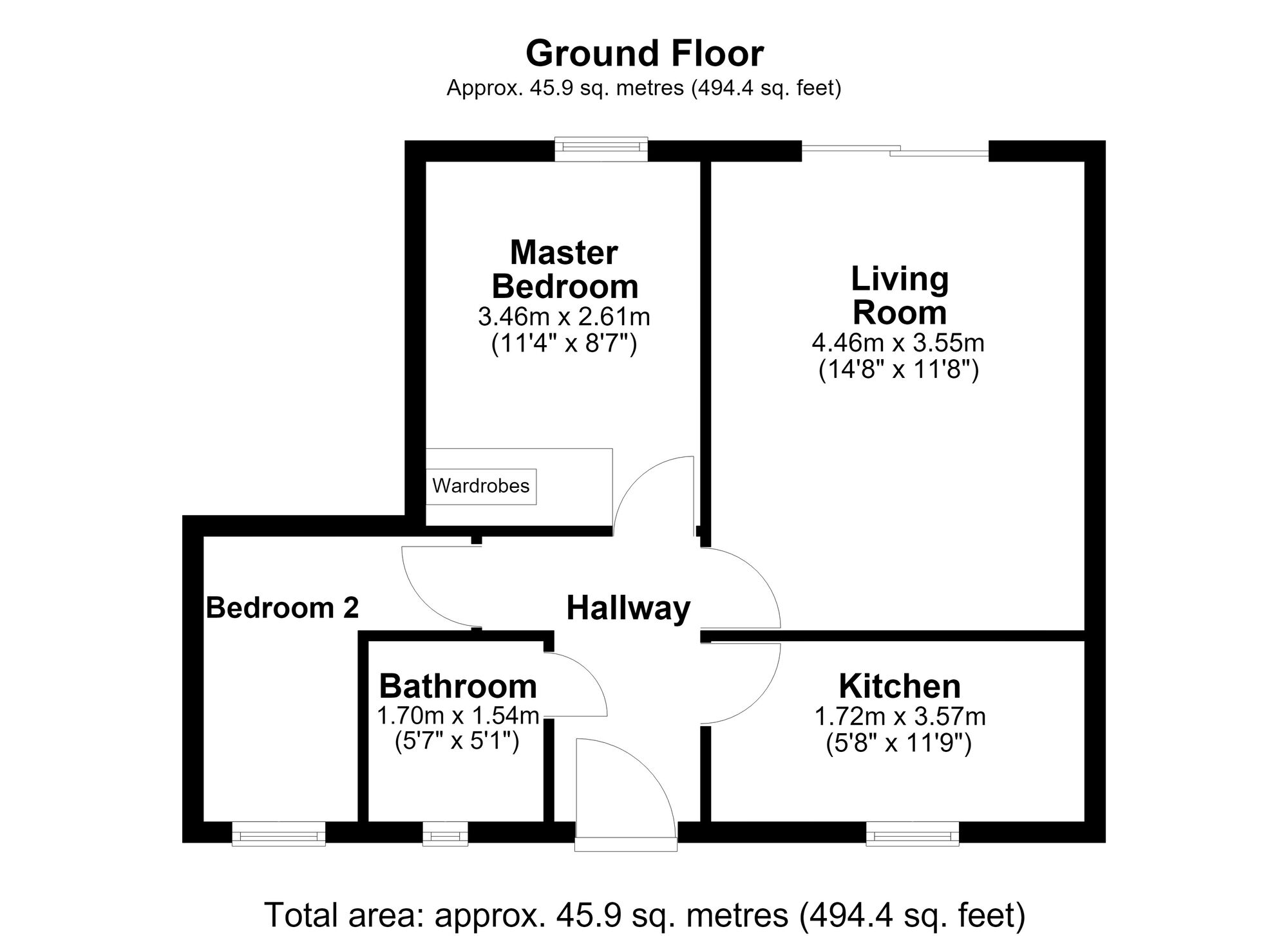 Floorplan of 2 bedroom Semi Detached Bungalow for sale, Rectory Close, Nantwich, Cheshire, CW5