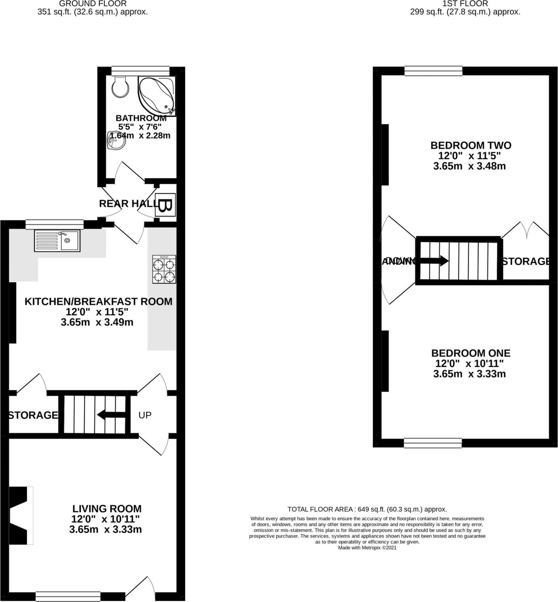 Floorplan of 2 bedroom End Terrace House to rent, Wybunbury Road, Willaston, Cheshire, CW5