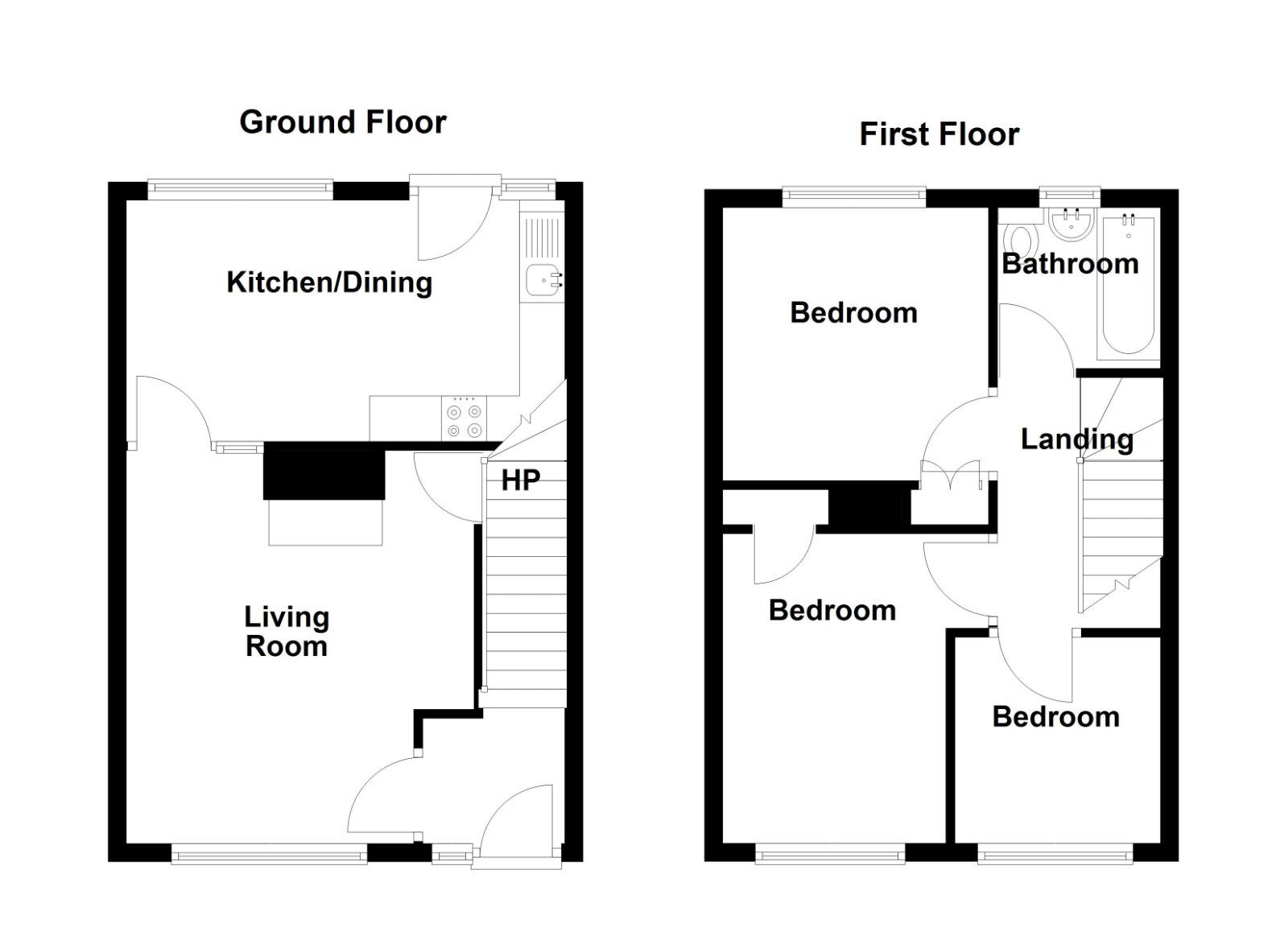 Floorplan of 3 bedroom Mid Terrace House for sale, Calhame Park, Cloughey, County Down, BT22