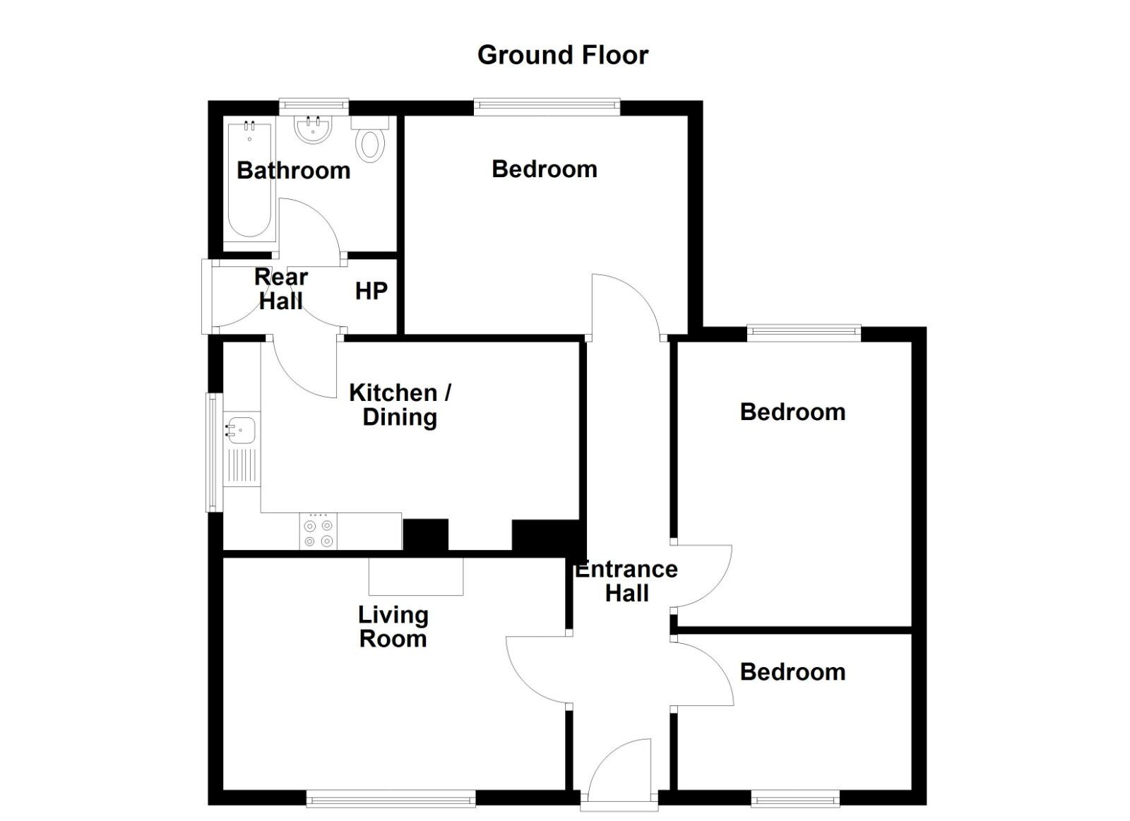 Floorplan of 3 bedroom Semi Detached Bungalow for sale, Ballybuttle Cottages, Abbey Road, Newtownards, BT22