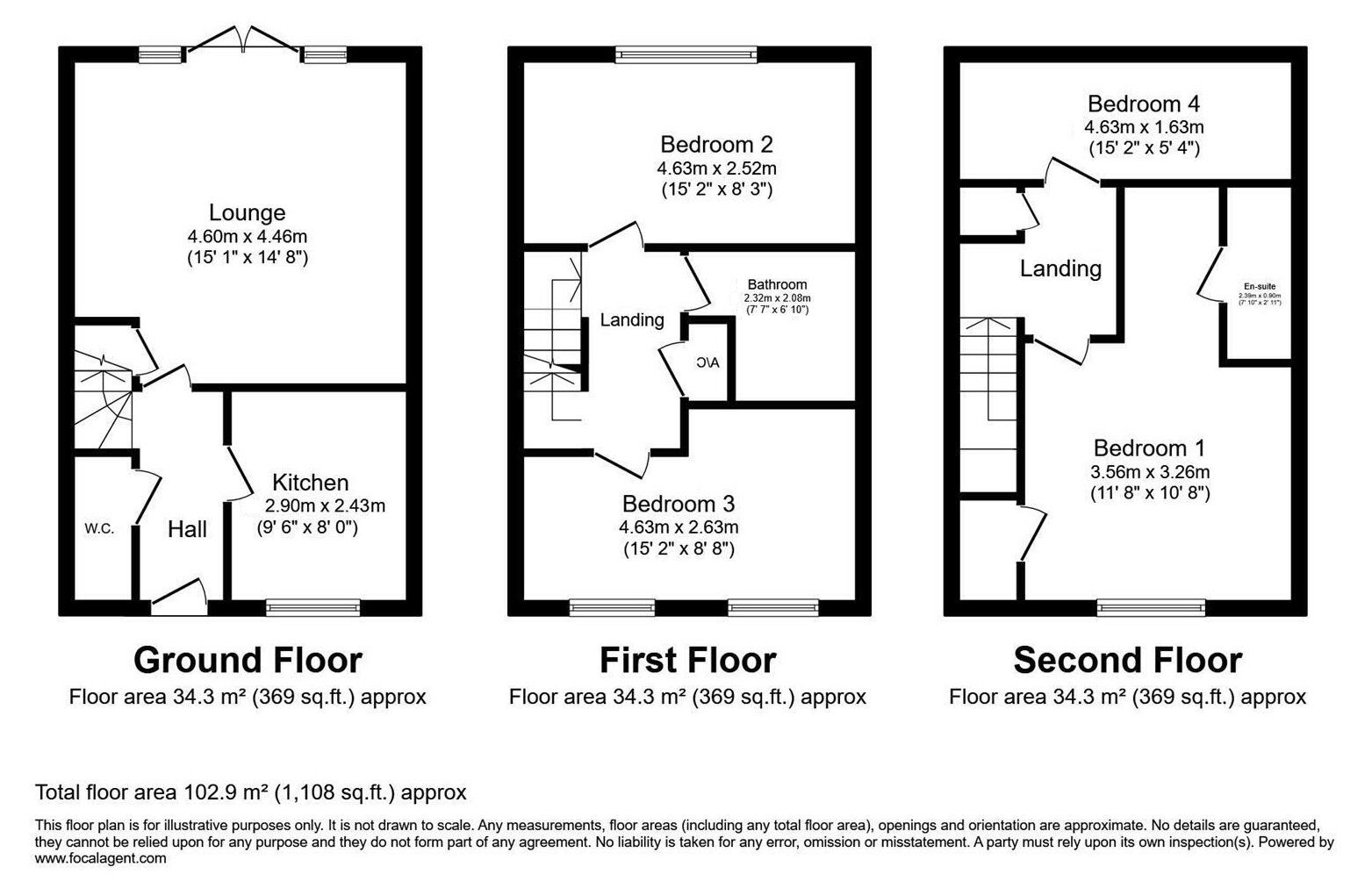 Floorplan of 3 bedroom  House to rent, Matilda Grove, Newcastle-Under-Lyme, ST5