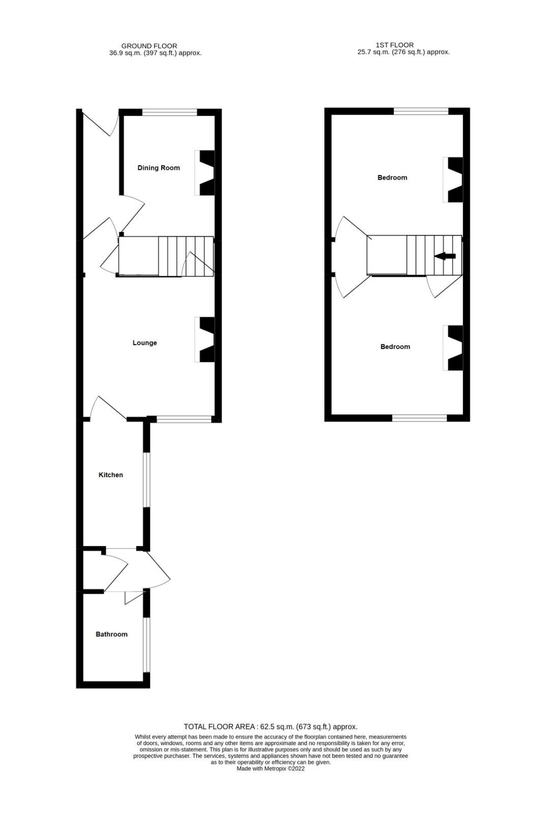 Floorplan of 2 bedroom Mid Terrace House to rent, Watson Street, Stoke-on-Trent, Staffordshire, ST4