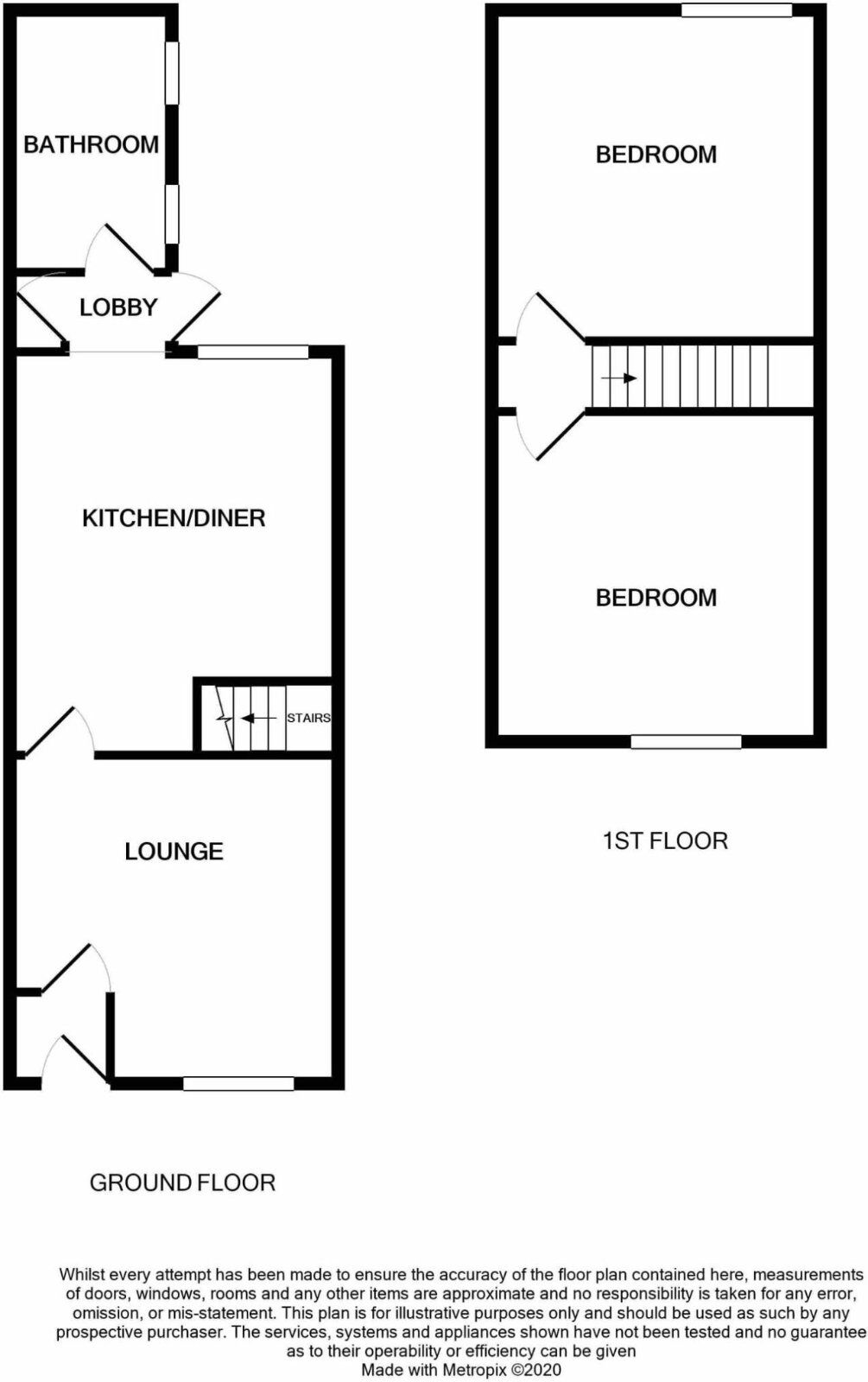 Floorplan of 2 bedroom Mid Terrace House to rent, Langley Street, Stoke-on-Trent, Staffordshire, ST4