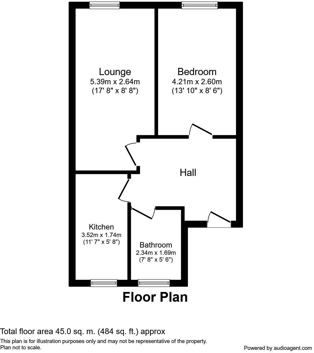 Floorplan of 1 bedroom  Flat for sale, St. Andrews Square, Stoke-on-Trent, Staffordshire, ST4
