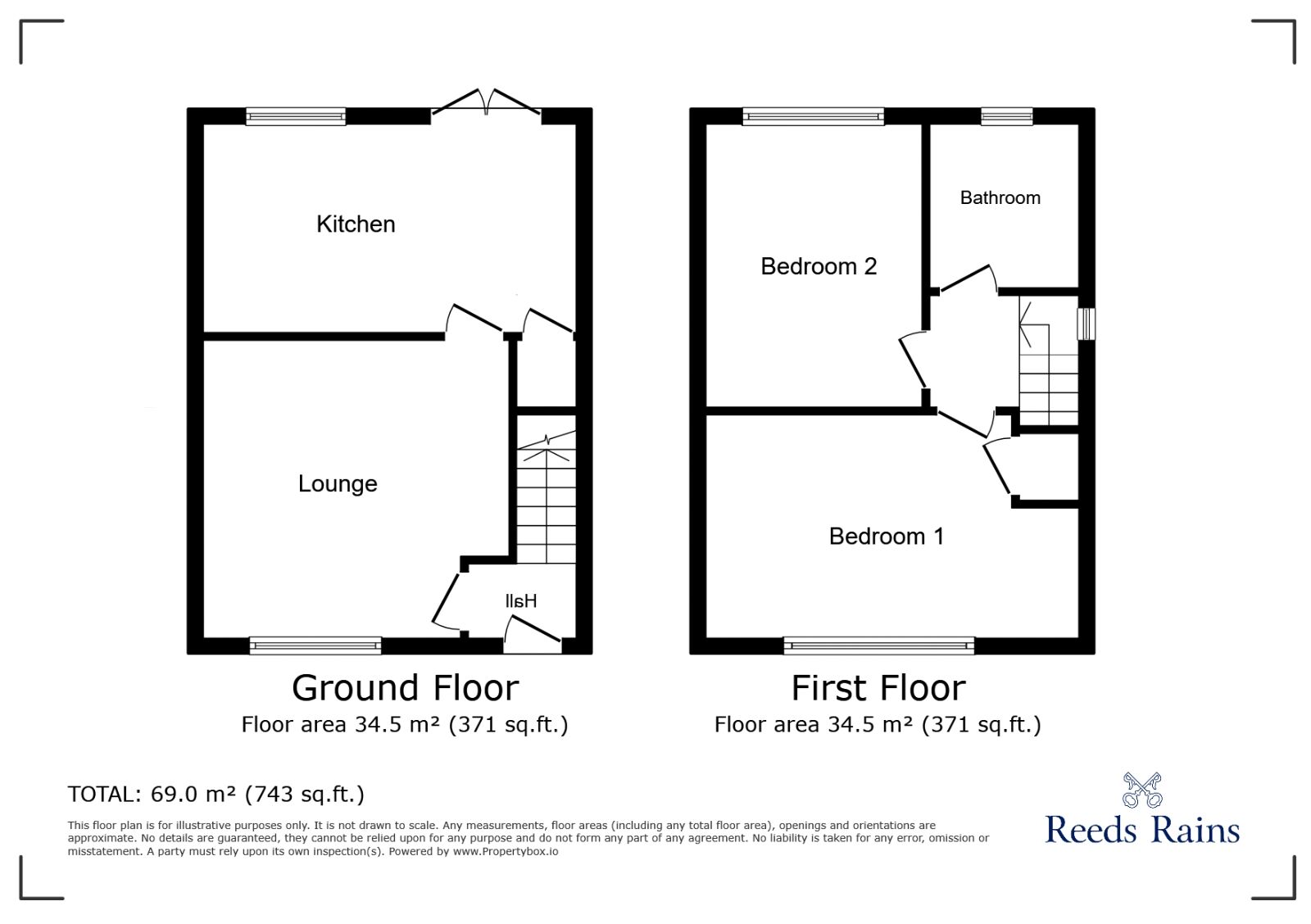 Floorplan of 2 bedroom Semi Detached House for sale, Hemsby Way, Newcastle, Staffordshire, ST5