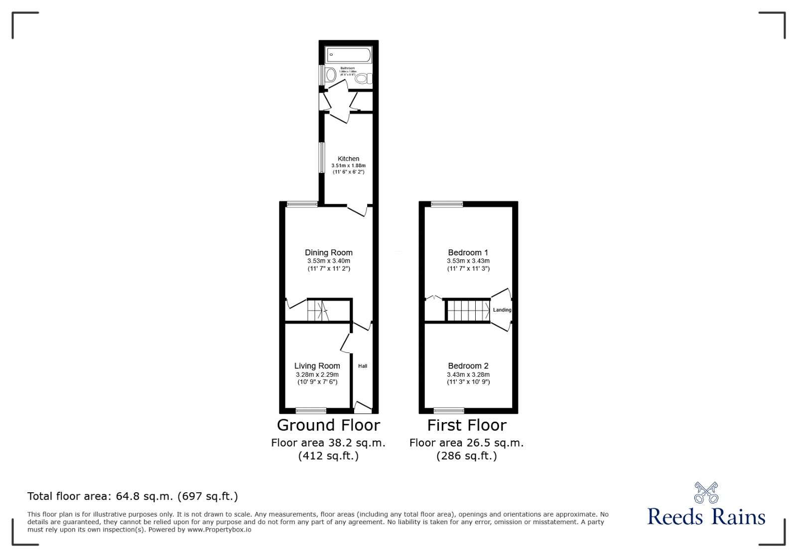 Floorplan of 2 bedroom Mid Terrace House to rent, Windsmoor Street, Stoke-on-Trent, Staffordshire, ST4