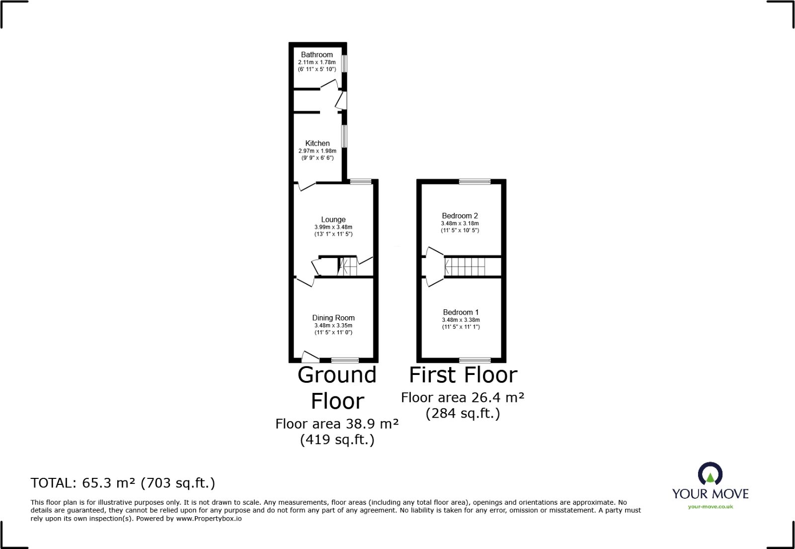 Floorplan of 2 bedroom Mid Terrace House to rent, Clare Street, Stoke-on-Trent, Staffordshire, ST4