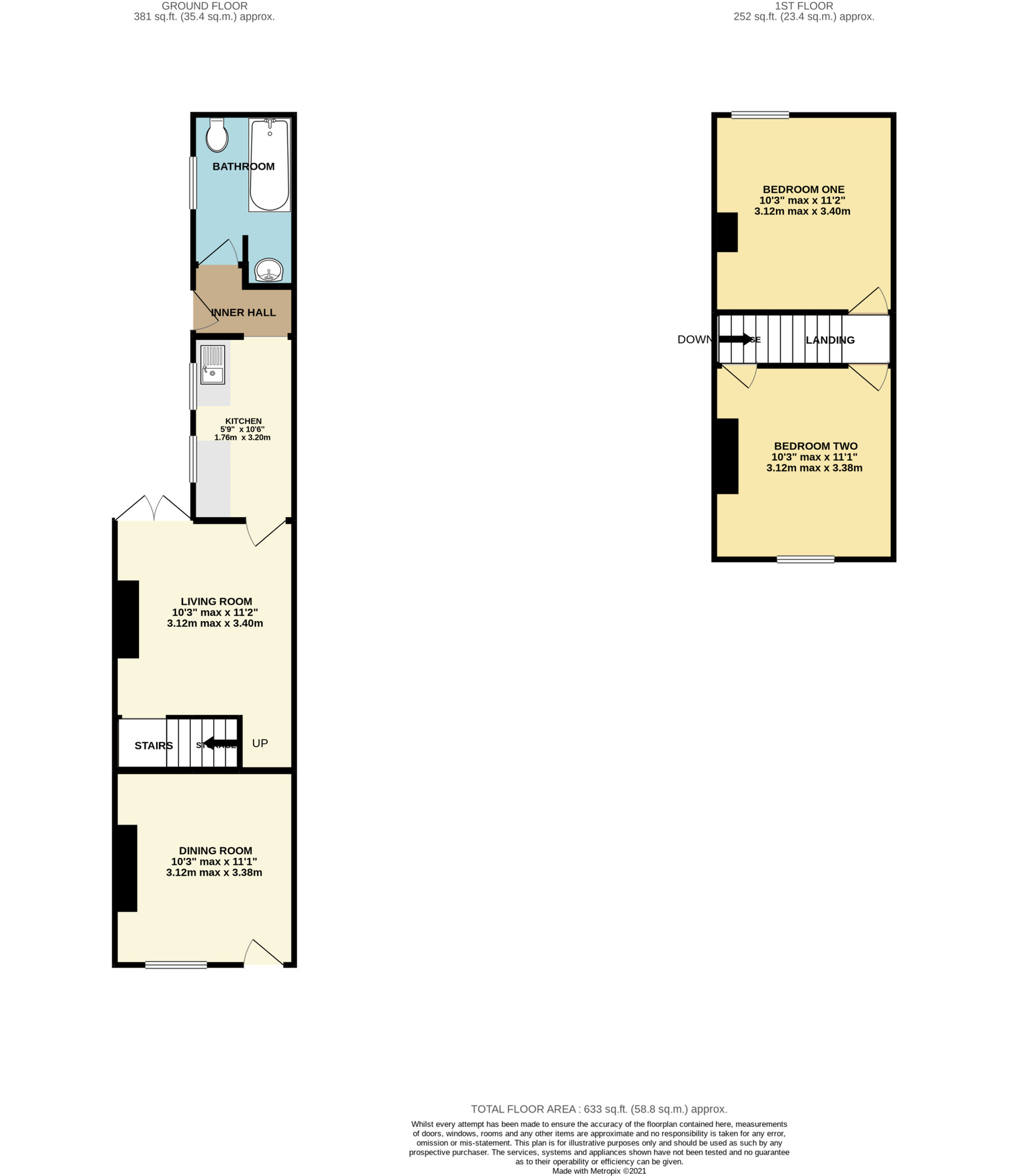 Floorplan of 2 bedroom Mid Terrace House for sale, Dimsdale View East, Newcastle, Staffordshire, ST5