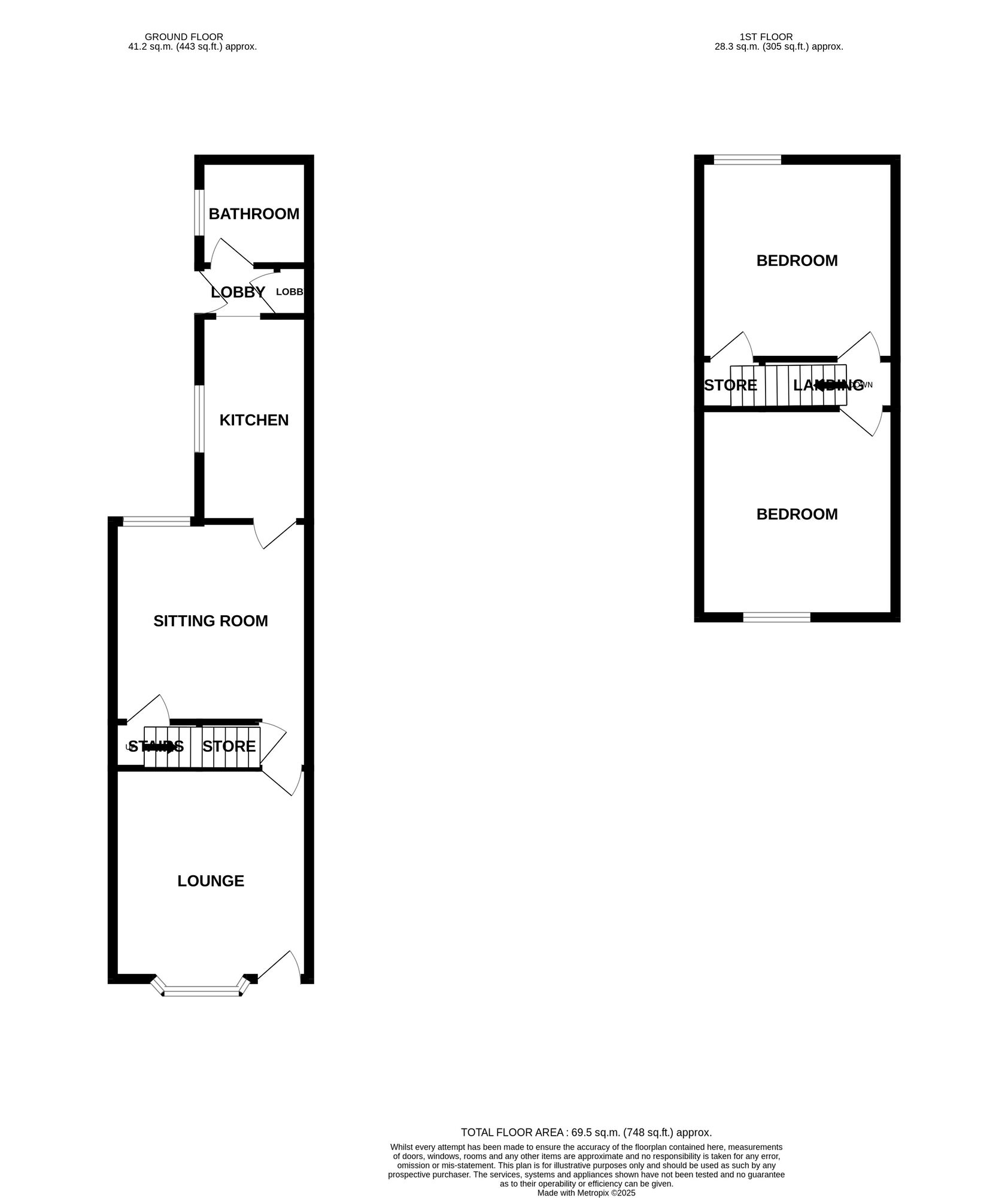 Floorplan of 2 bedroom Mid Terrace House for sale, Basford Park Road, Newcastle, Staffordshire, ST5